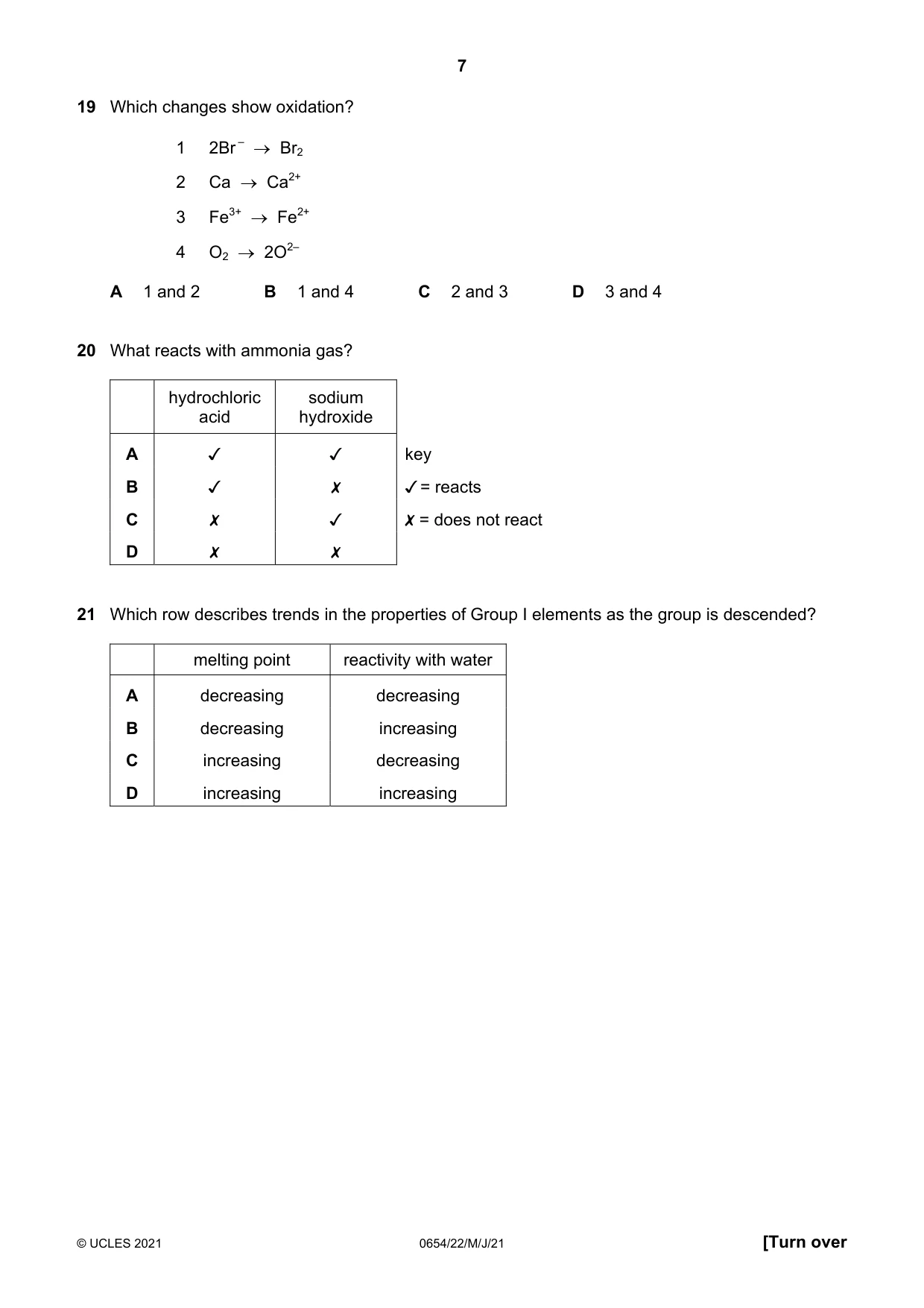 Cambridge IGCSE Sciences - Co-ordinated (Double) 0654 2021 May/June Paper 2 · Variant 2 question paper, page 7 of 16