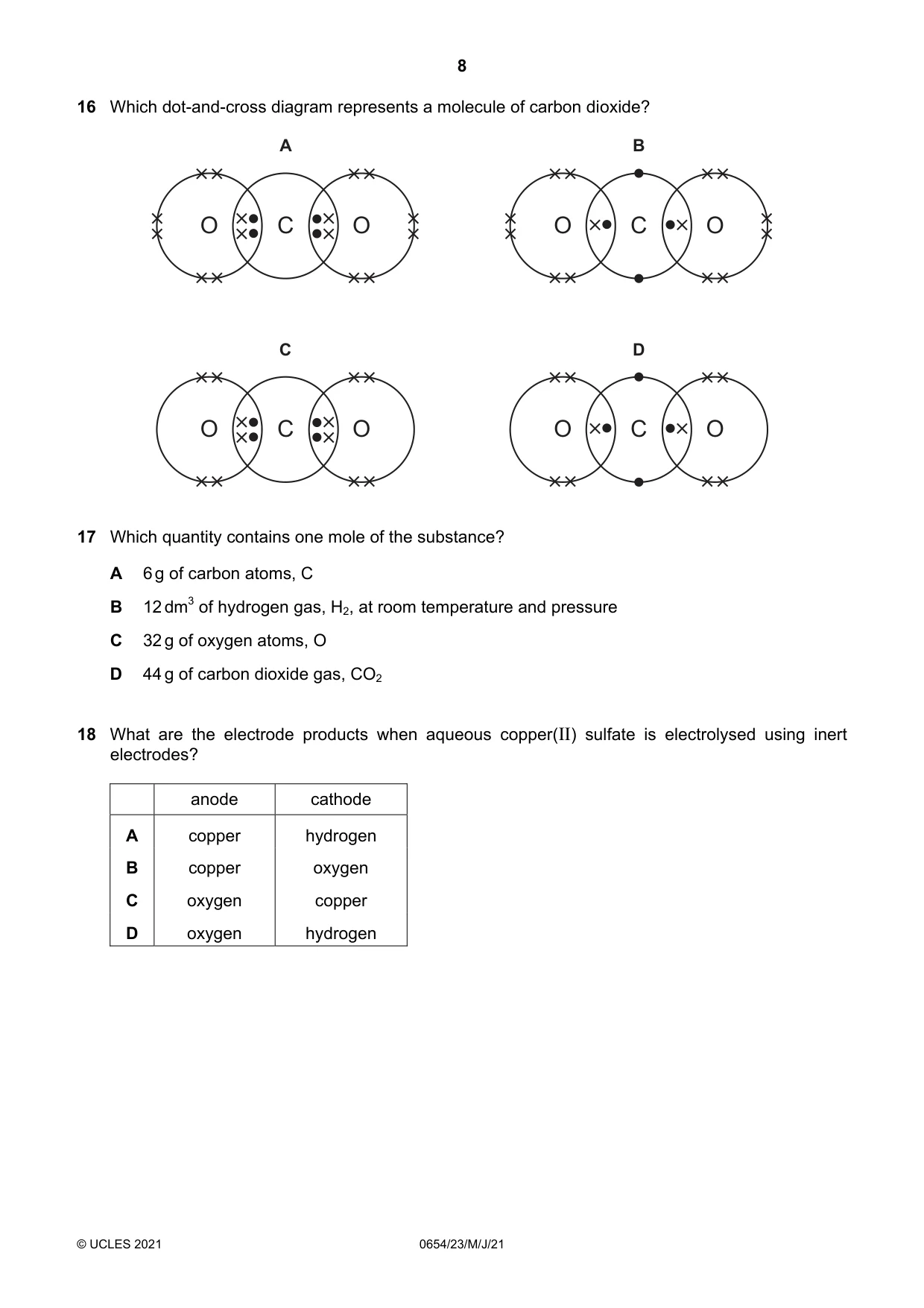 Cambridge IGCSE Sciences - Co-ordinated (Double) 0654 2021 May/June Paper 2 · Variant 3 question paper, page 8 of 16