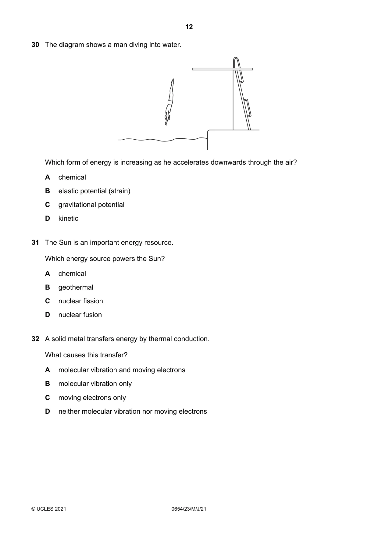 Cambridge IGCSE Sciences - Co-ordinated (Double) 0654 2021 May/June Paper 2 · Variant 3 question paper, page 12 of 16