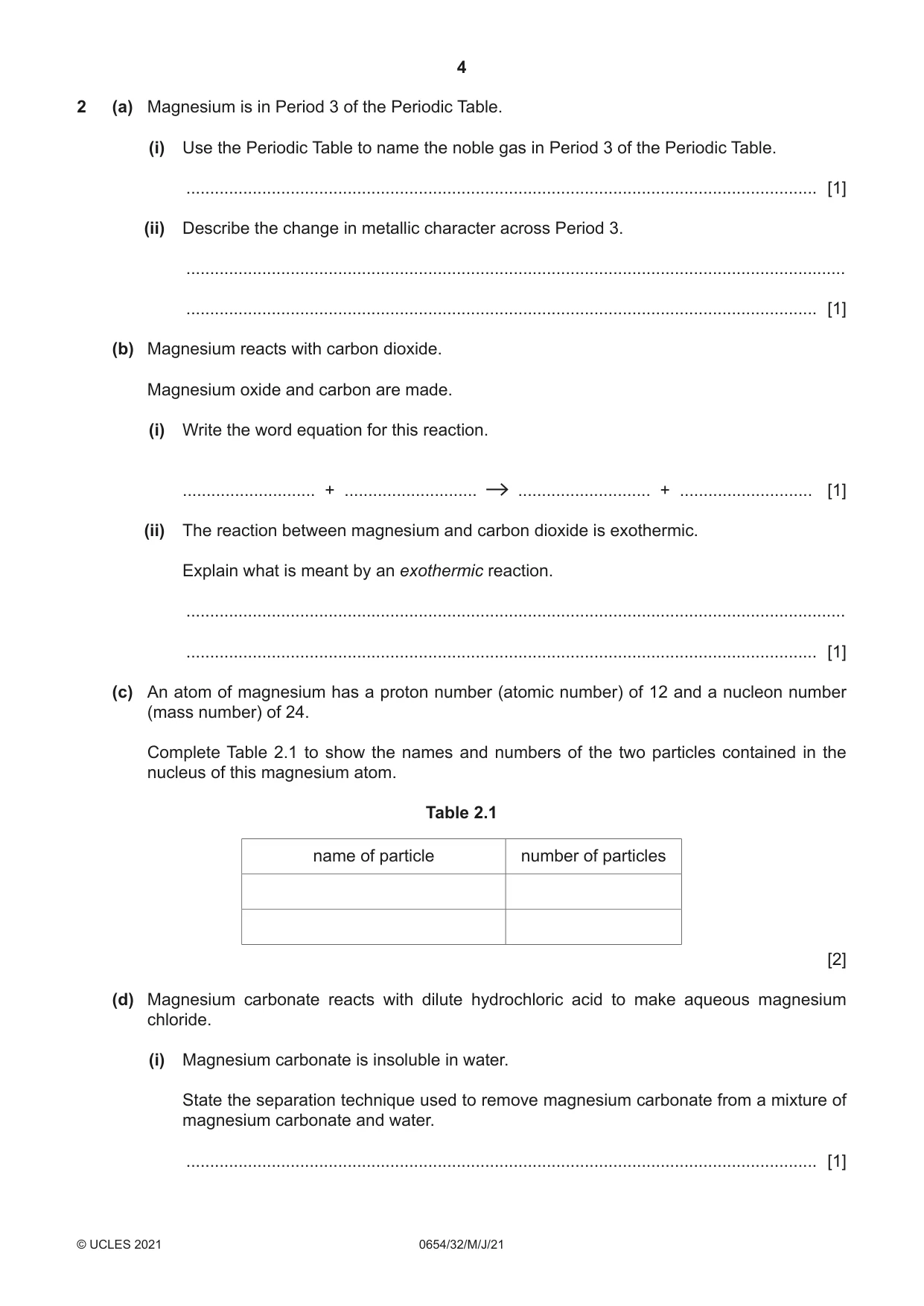 Cambridge IGCSE Sciences - Co-ordinated (Double) 0654 2021 May/June Paper 3 · Variant 2 question paper, page 4 of 28