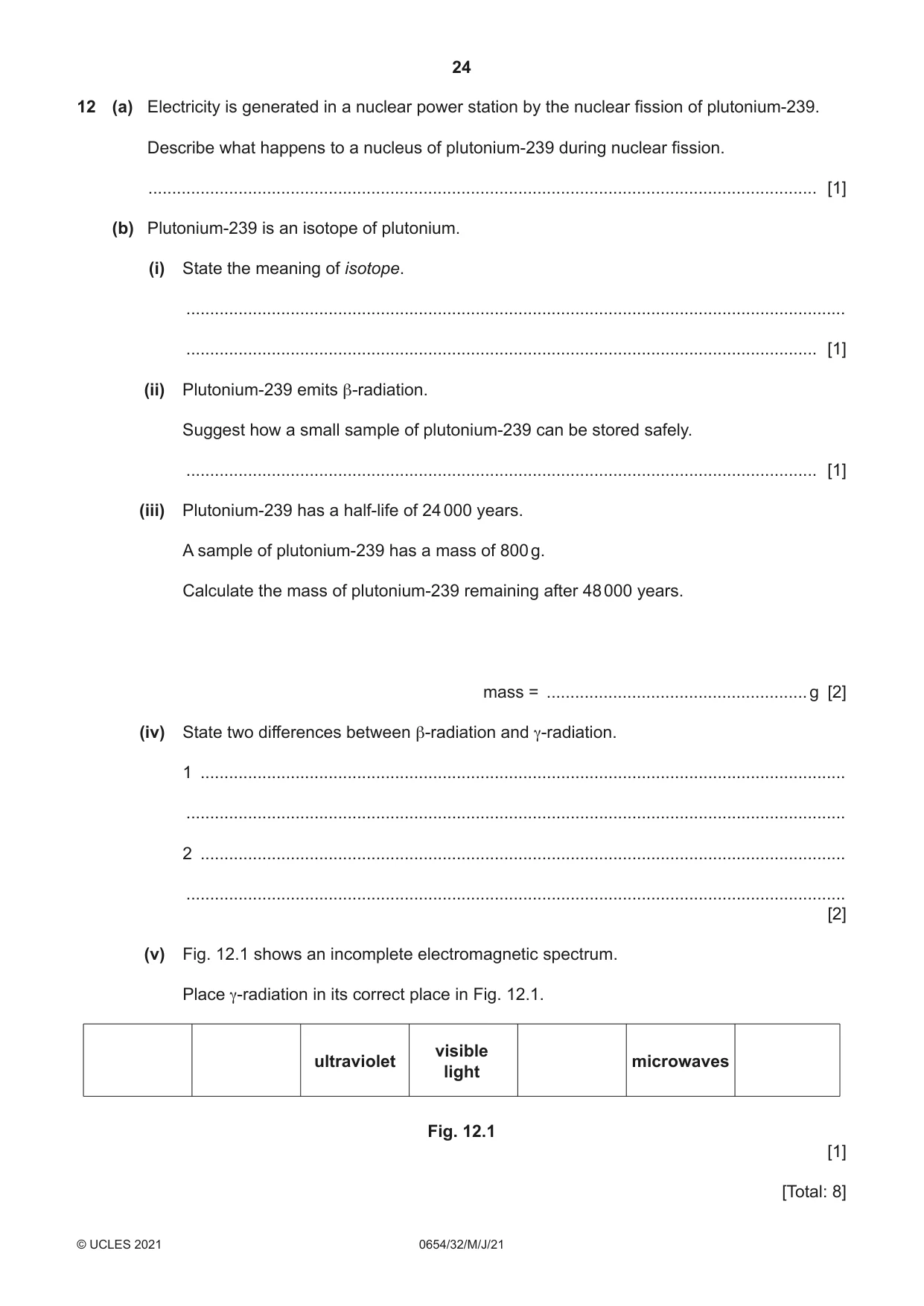 Cambridge IGCSE Sciences - Co-ordinated (Double) 0654 2021 May/June Paper 3 · Variant 2 question paper, page 24 of 28