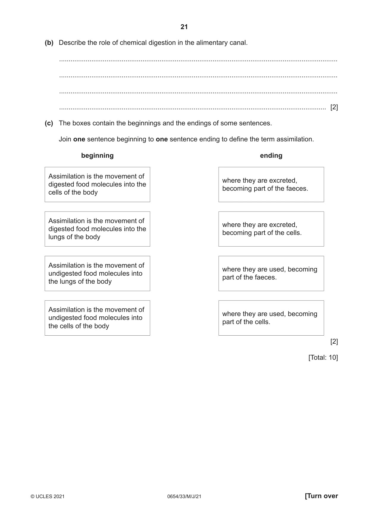 Cambridge IGCSE Sciences - Co-ordinated (Double) 0654 2021 May/June Paper 3 · Variant 3 question paper, page 21 of 28