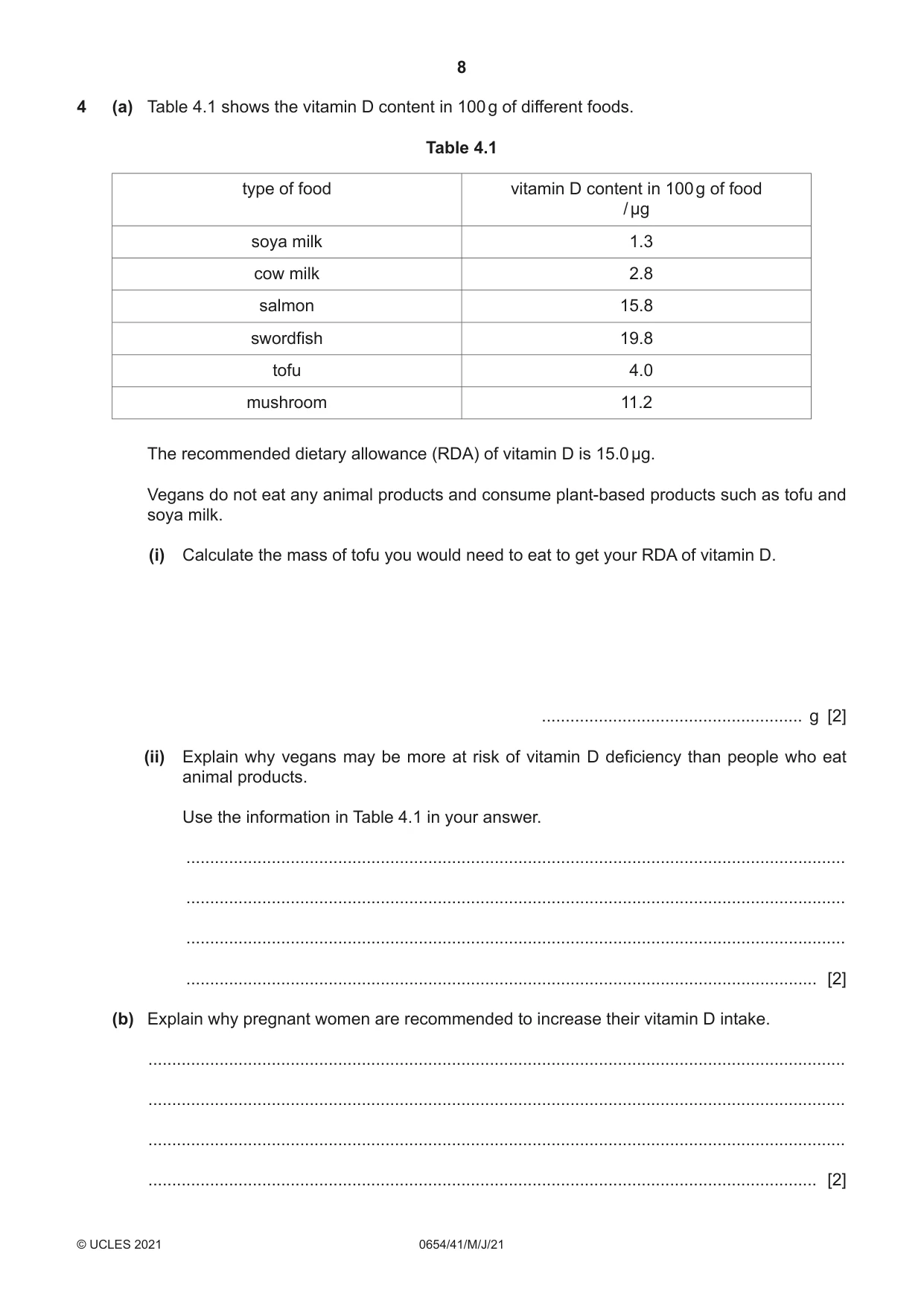 Cambridge IGCSE Sciences - Co-ordinated (Double) 0654 2021 May/June Paper 4 · Variant 1 question paper, page 8 of 28