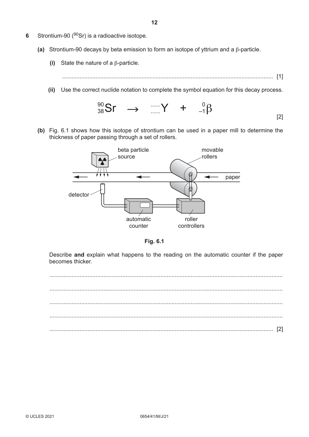 Cambridge IGCSE Sciences - Co-ordinated (Double) 0654 2021 May/June Paper 4 · Variant 1 question paper, page 12 of 28