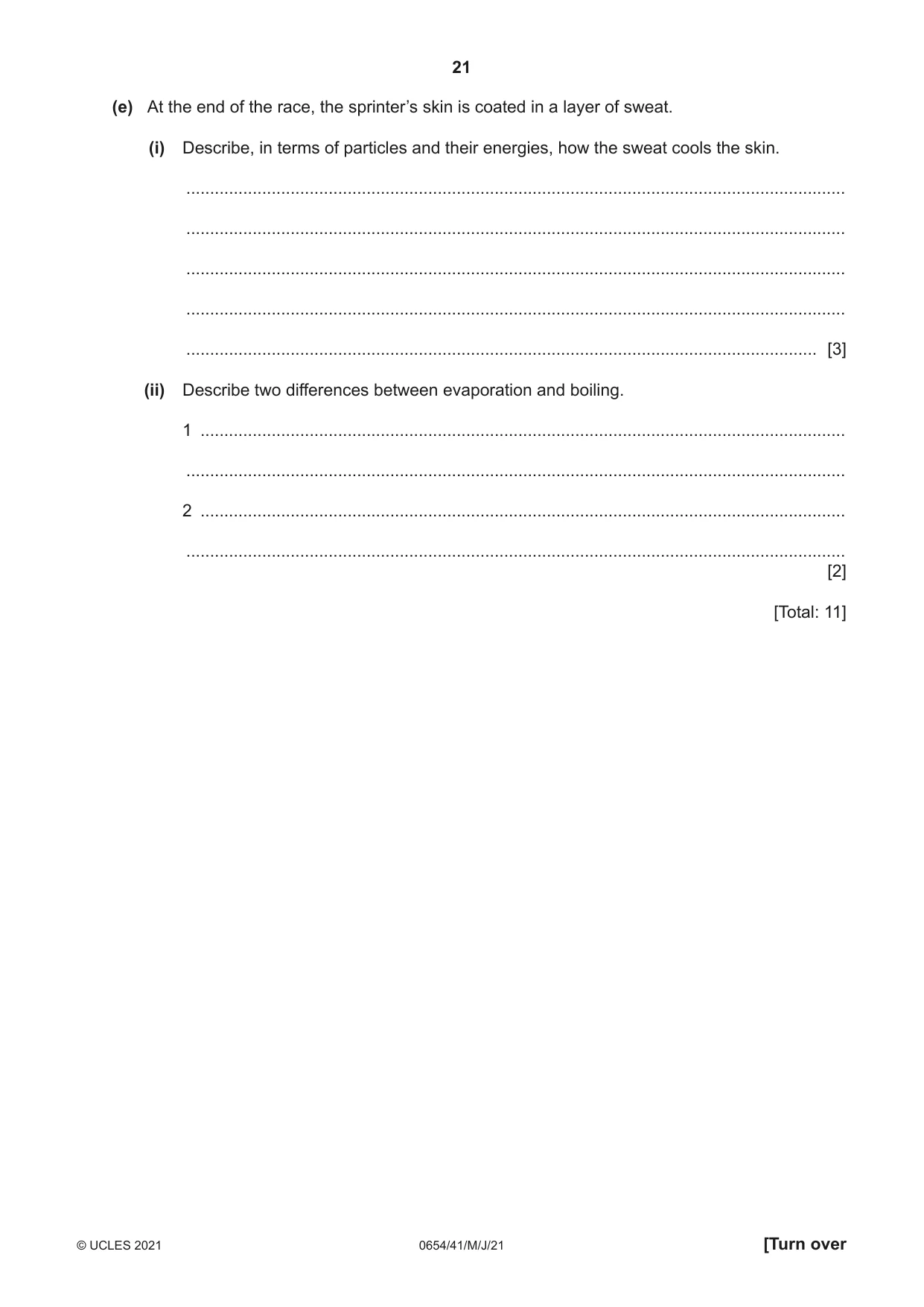 Cambridge IGCSE Sciences - Co-ordinated (Double) 0654 2021 May/June Paper 4 · Variant 1 question paper, page 21 of 28