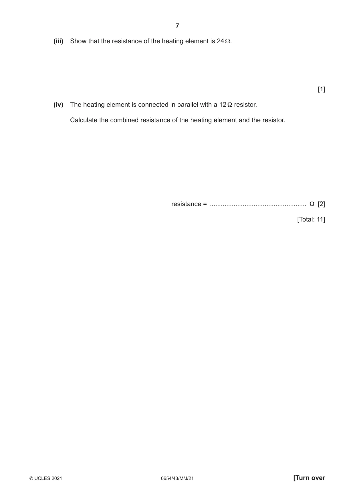 Cambridge IGCSE Sciences - Co-ordinated (Double) 0654 2021 May/June Paper 4 · Variant 3 question paper, page 7 of 28