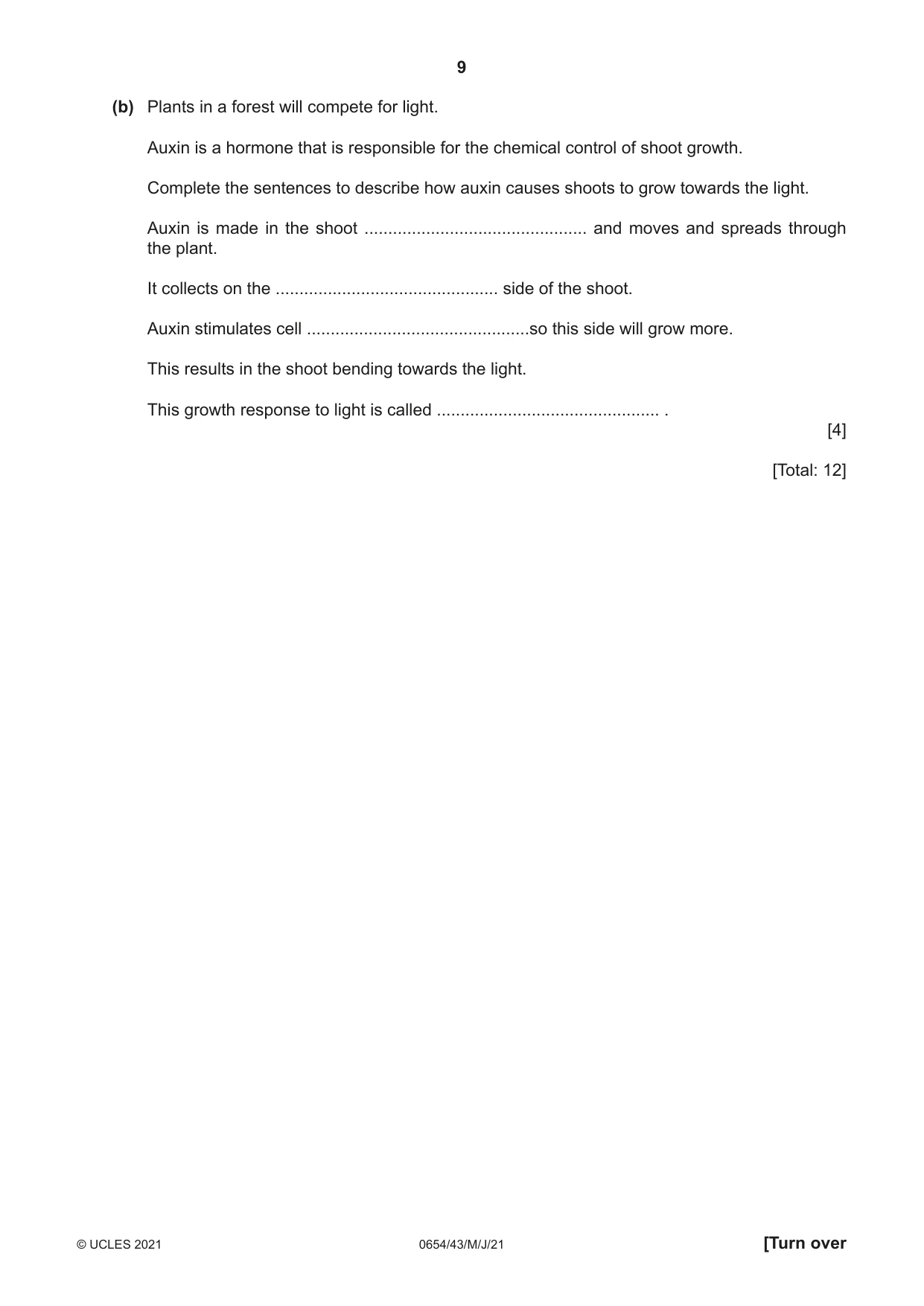 Cambridge IGCSE Sciences - Co-ordinated (Double) 0654 2021 May/June Paper 4 · Variant 3 question paper, page 9 of 28