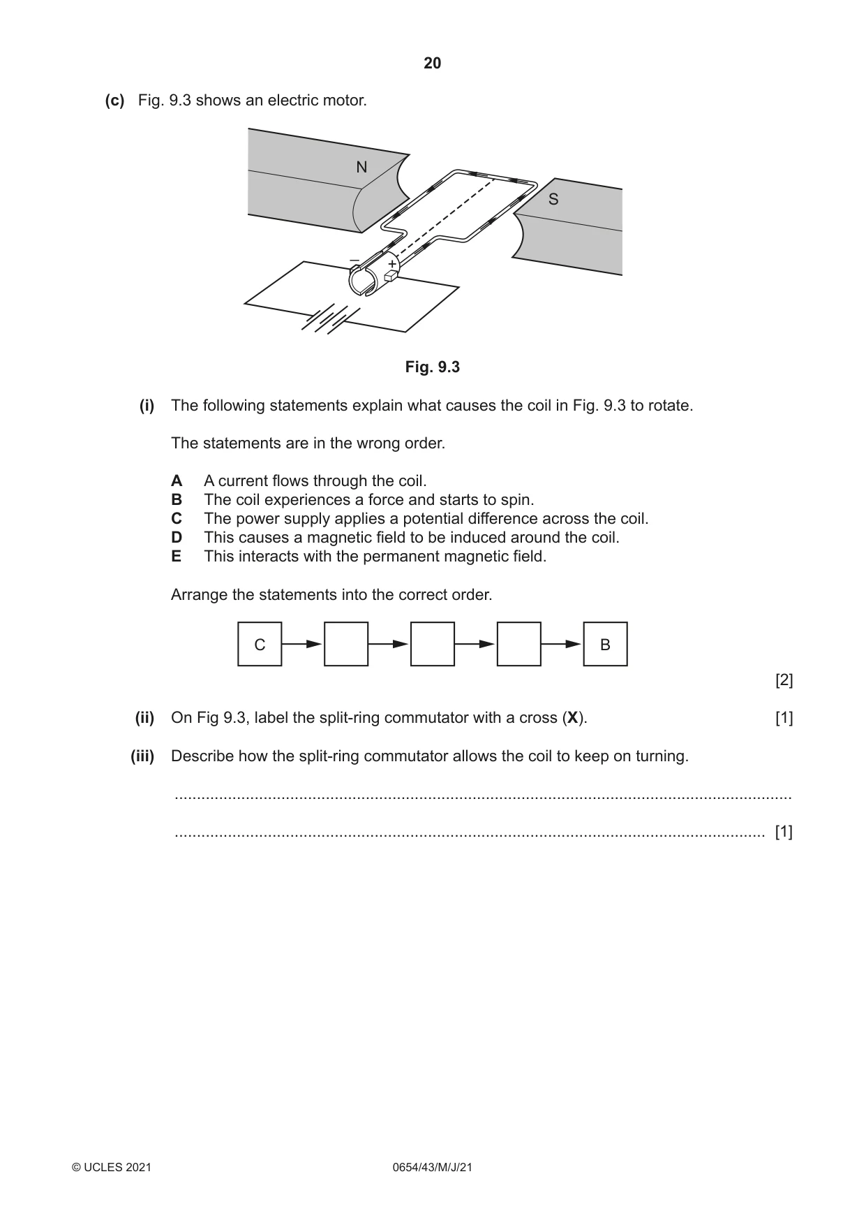 Cambridge IGCSE Sciences - Co-ordinated (Double) 0654 2021 May/June Paper 4 · Variant 3 question paper, page 20 of 28