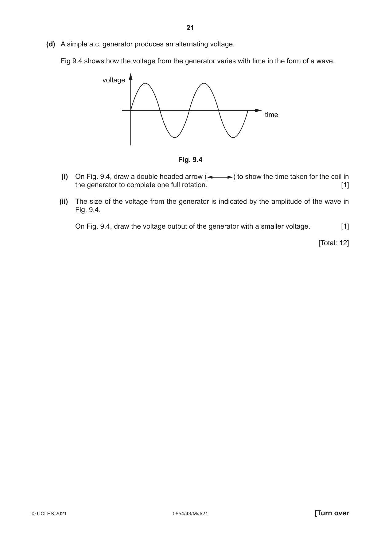 Cambridge IGCSE Sciences - Co-ordinated (Double) 0654 2021 May/June Paper 4 · Variant 3 question paper, page 21 of 28