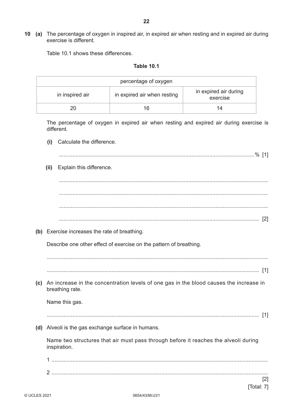 Cambridge IGCSE Sciences - Co-ordinated (Double) 0654 2021 May/June Paper 4 · Variant 3 question paper, page 22 of 28