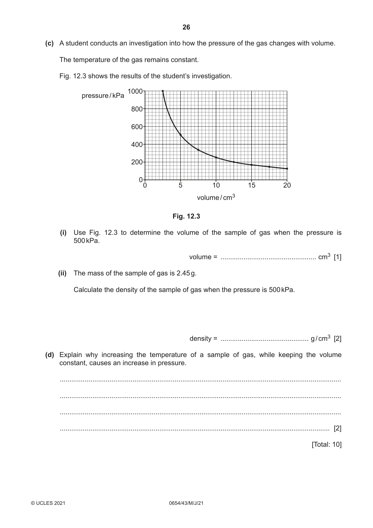 Cambridge IGCSE Sciences - Co-ordinated (Double) 0654 2021 May/June Paper 4 · Variant 3 question paper, page 26 of 28