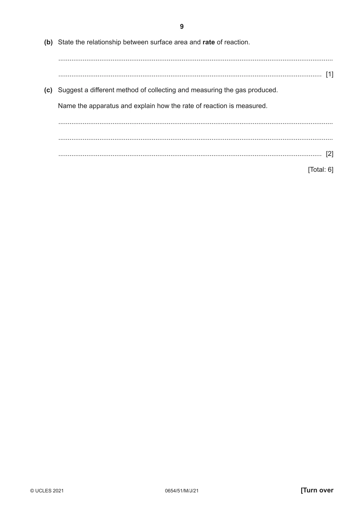 Cambridge IGCSE Sciences - Co-ordinated (Double) 0654 2021 May/June Paper 5 · Variant 1 question paper, page 9 of 20