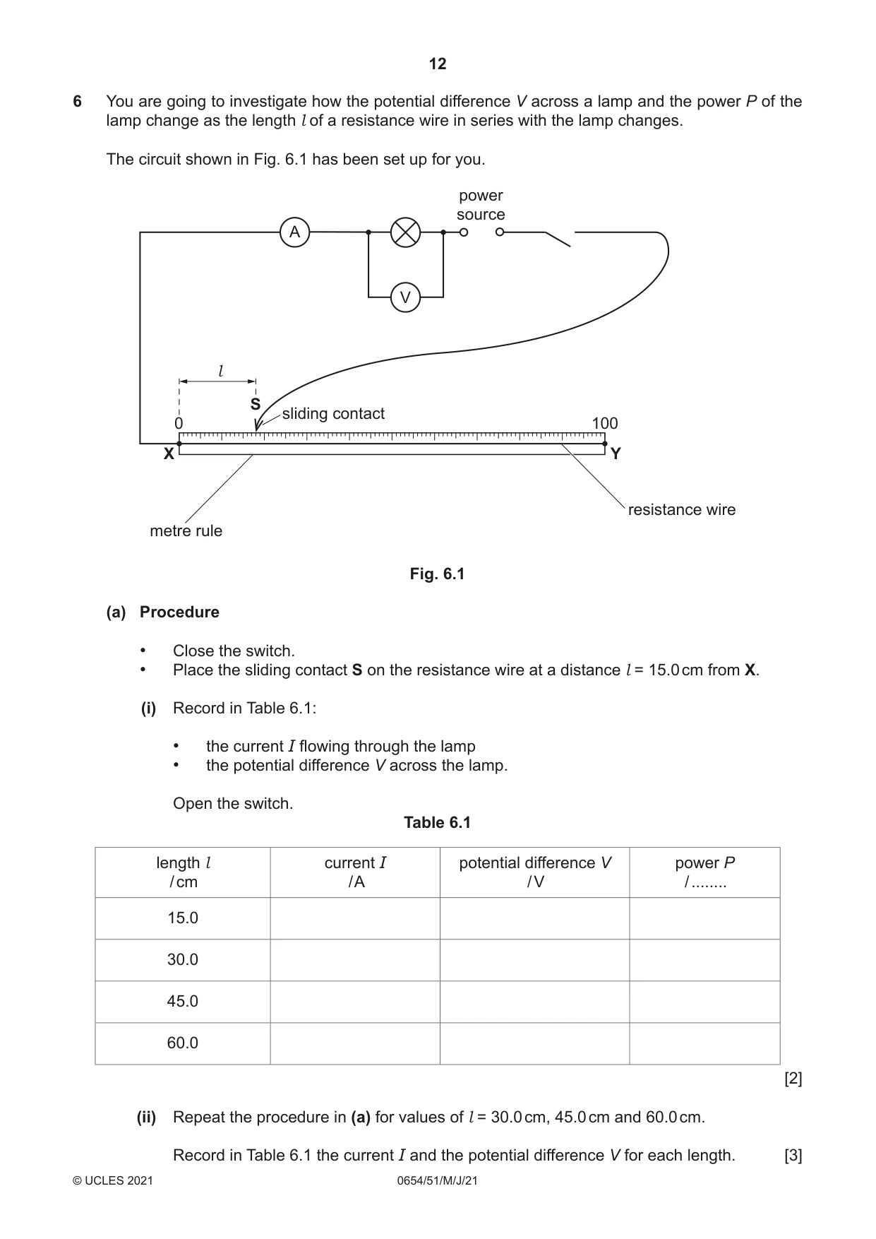Cambridge IGCSE Sciences - Co-ordinated (Double) 0654 2021 May/June Paper 5 · Variant 1 question paper, page 12 of 20