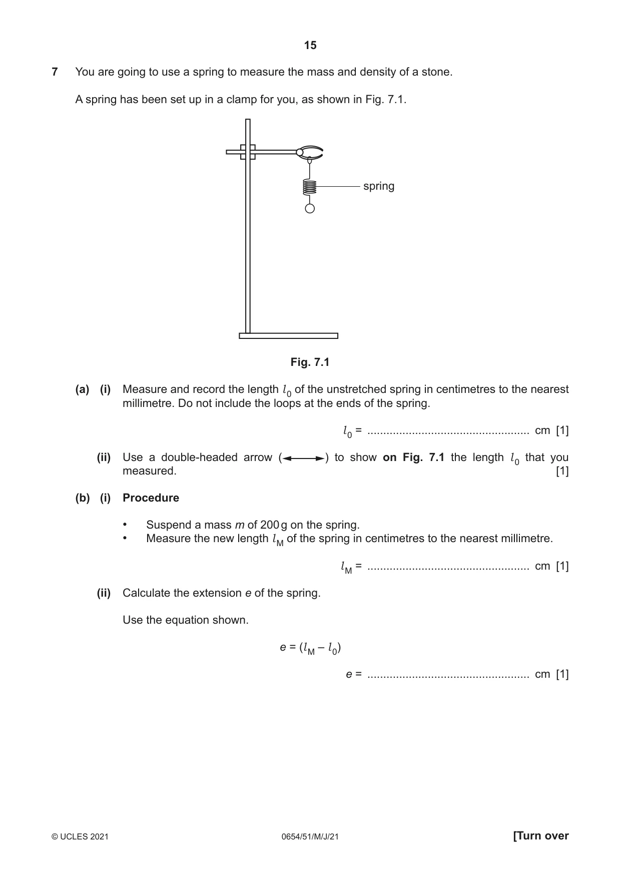Cambridge IGCSE Sciences - Co-ordinated (Double) 0654 2021 May/June Paper 5 · Variant 1 question paper, page 15 of 20