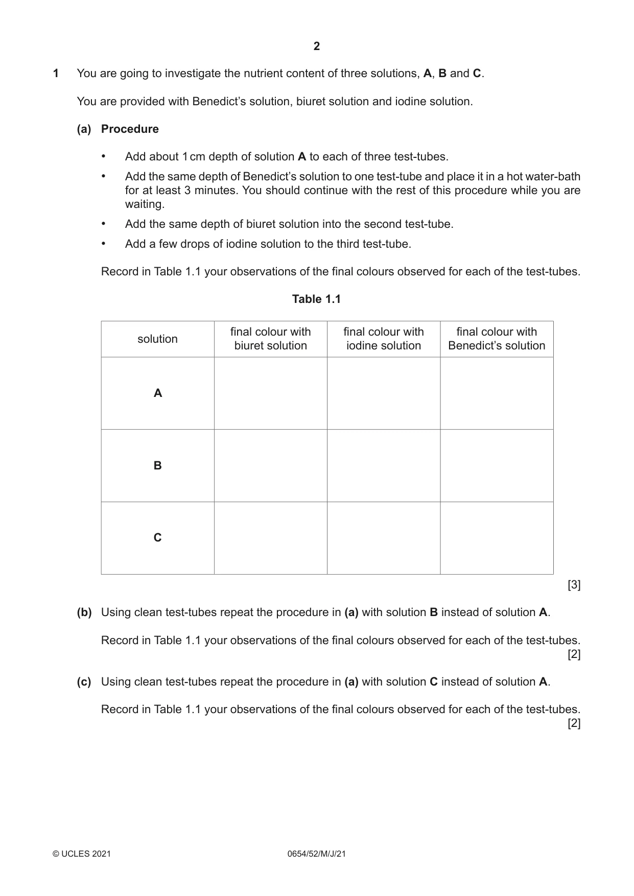 Cambridge IGCSE Sciences - Co-ordinated (Double) 0654 2021 May/June Paper 5 · Variant 2 question paper, page 2 of 20
