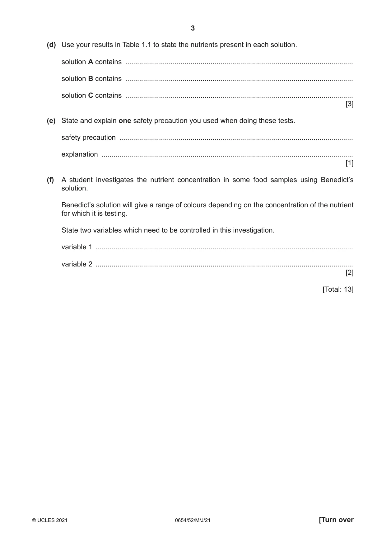 Cambridge IGCSE Sciences - Co-ordinated (Double) 0654 2021 May/June Paper 5 · Variant 2 question paper, page 3 of 20