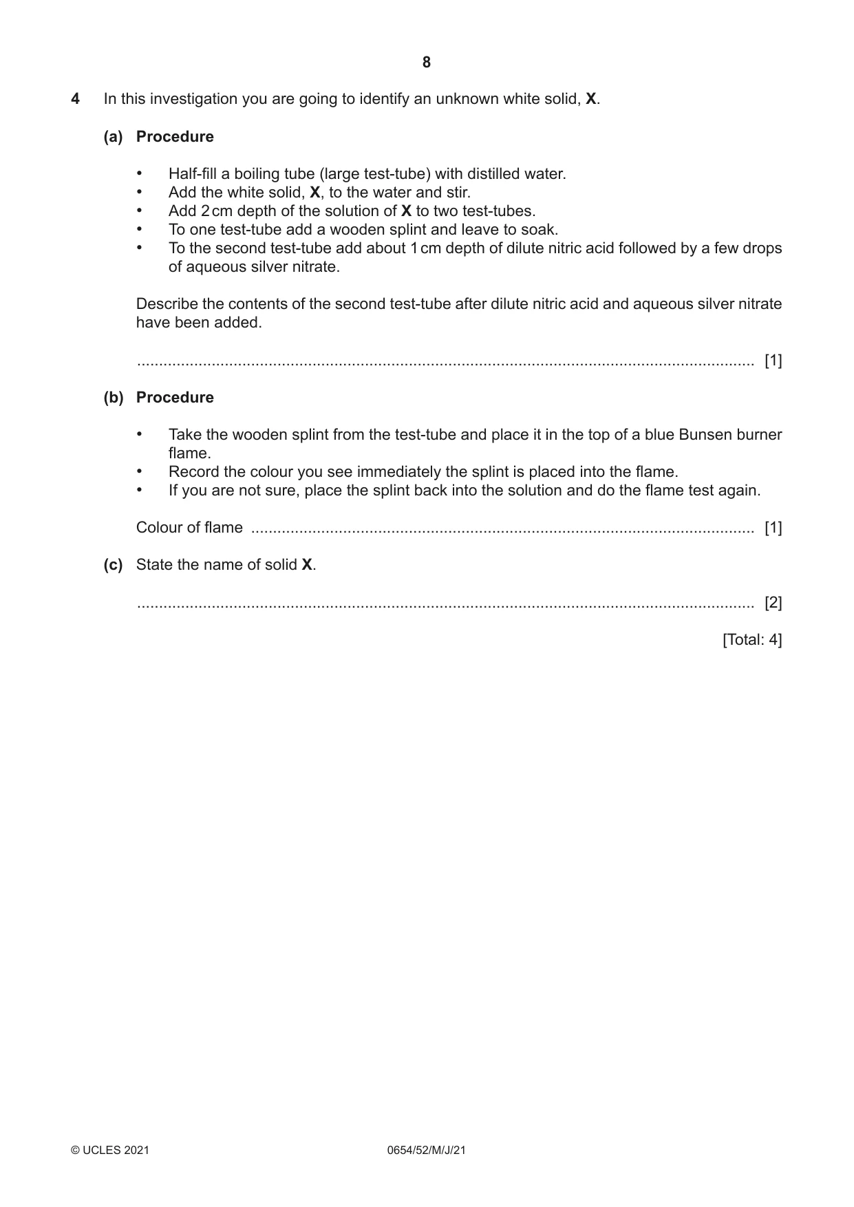 Cambridge IGCSE Sciences - Co-ordinated (Double) 0654 2021 May/June Paper 5 · Variant 2 question paper, page 8 of 20