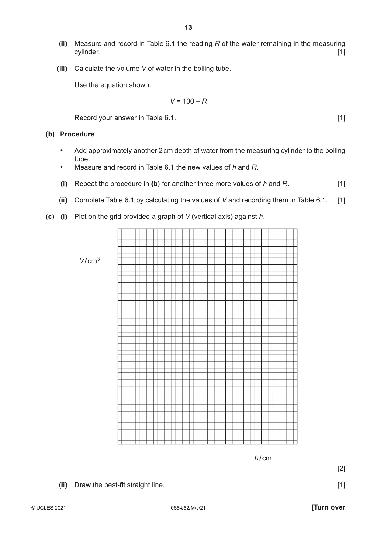 Cambridge IGCSE Sciences - Co-ordinated (Double) 0654 2021 May/June Paper 5 · Variant 2 question paper, page 13 of 20