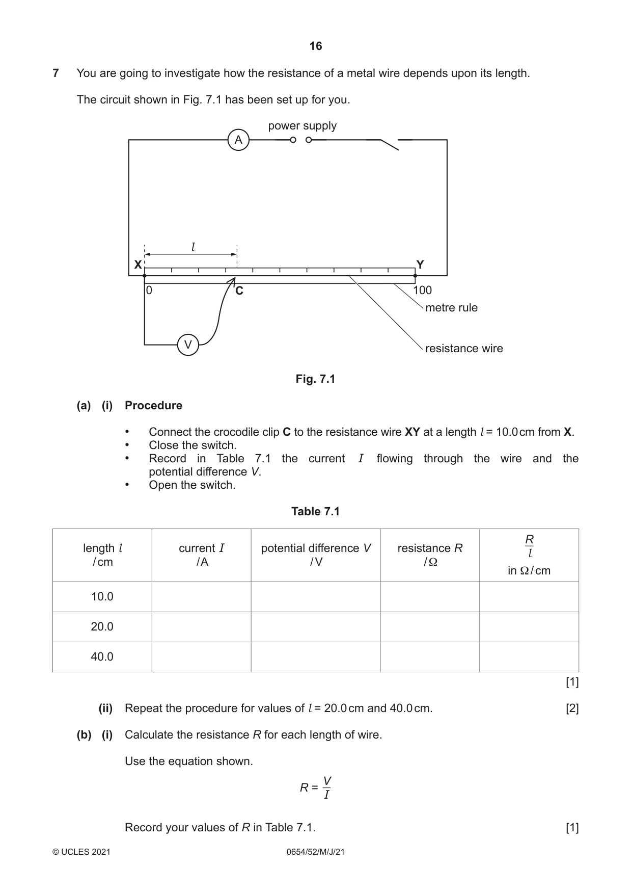 Cambridge IGCSE Sciences - Co-ordinated (Double) 0654 2021 May/June Paper 5 · Variant 2 question paper, page 16 of 20
