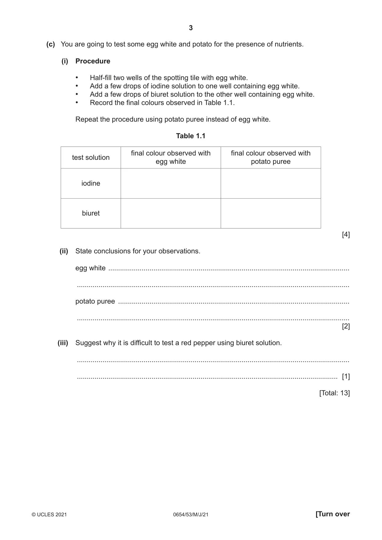 Cambridge IGCSE Sciences - Co-ordinated (Double) 0654 2021 May/June Paper 5 · Variant 3 question paper, page 3 of 16