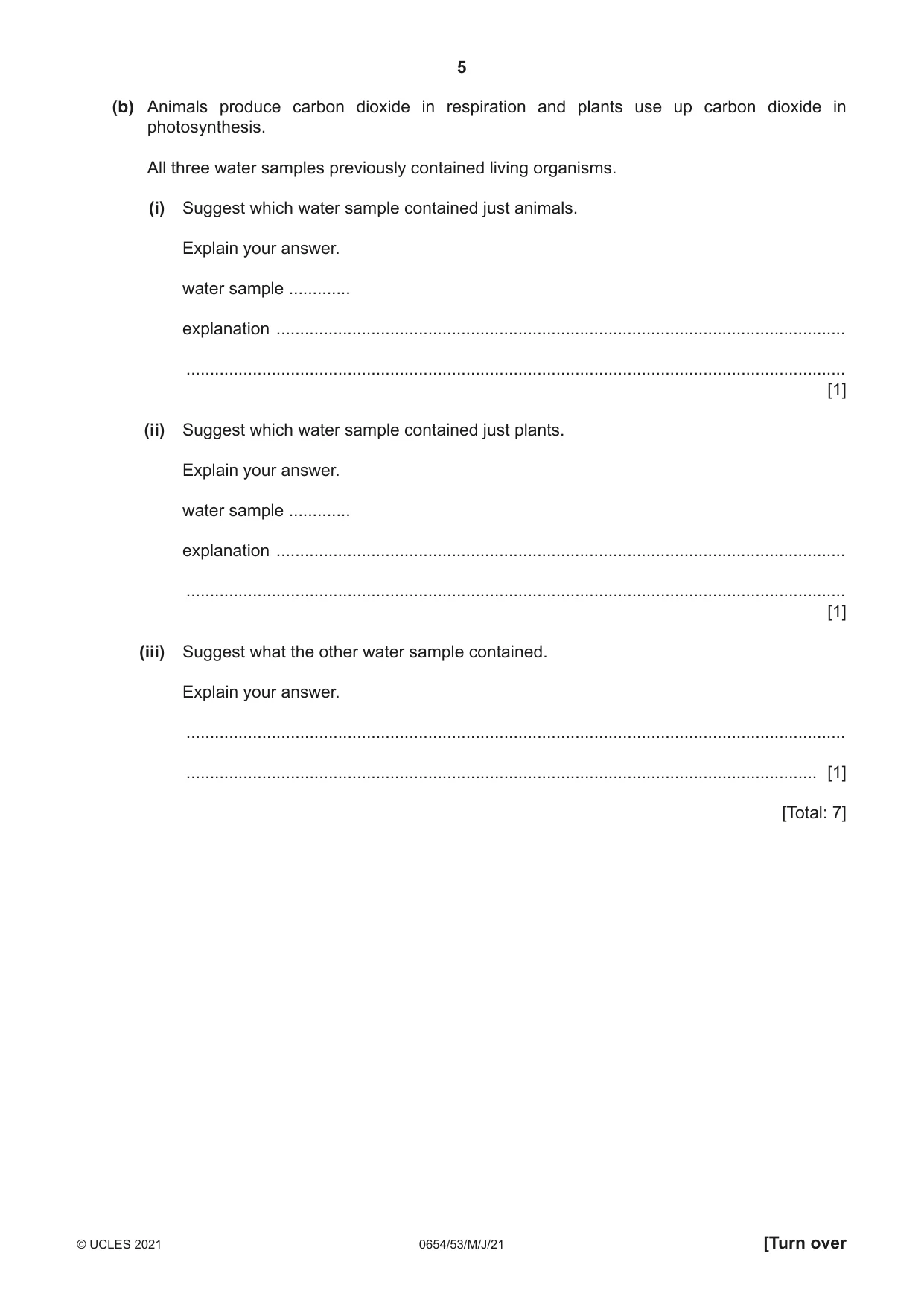 Cambridge IGCSE Sciences - Co-ordinated (Double) 0654 2021 May/June Paper 5 · Variant 3 question paper, page 5 of 16
