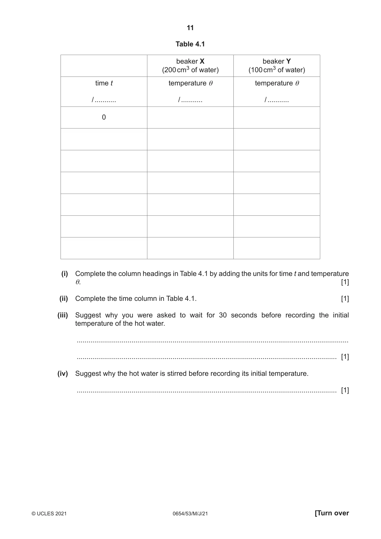 Cambridge IGCSE Sciences - Co-ordinated (Double) 0654 2021 May/June Paper 5 · Variant 3 question paper, page 11 of 16