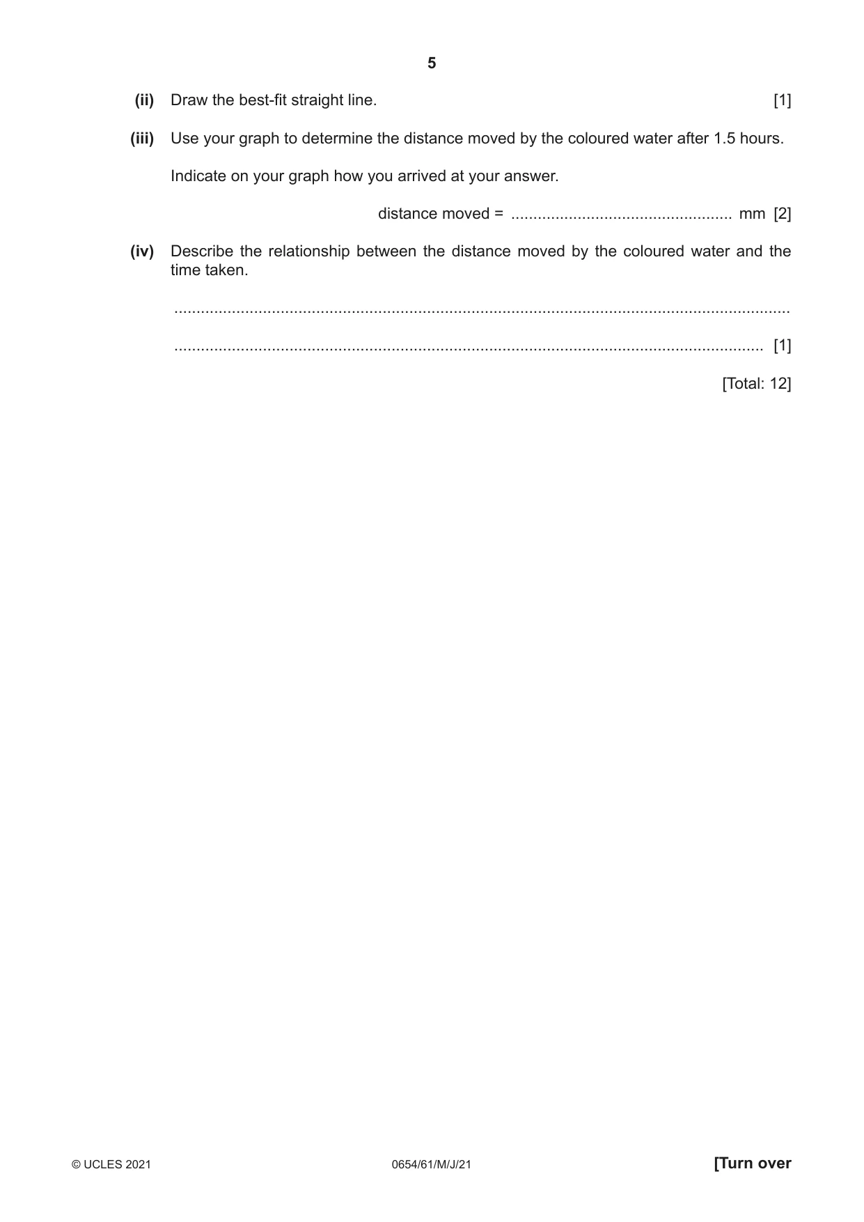Cambridge IGCSE Sciences - Co-ordinated (Double) 0654 2021 May/June Paper 6 · Variant 1 question paper, page 5 of 20