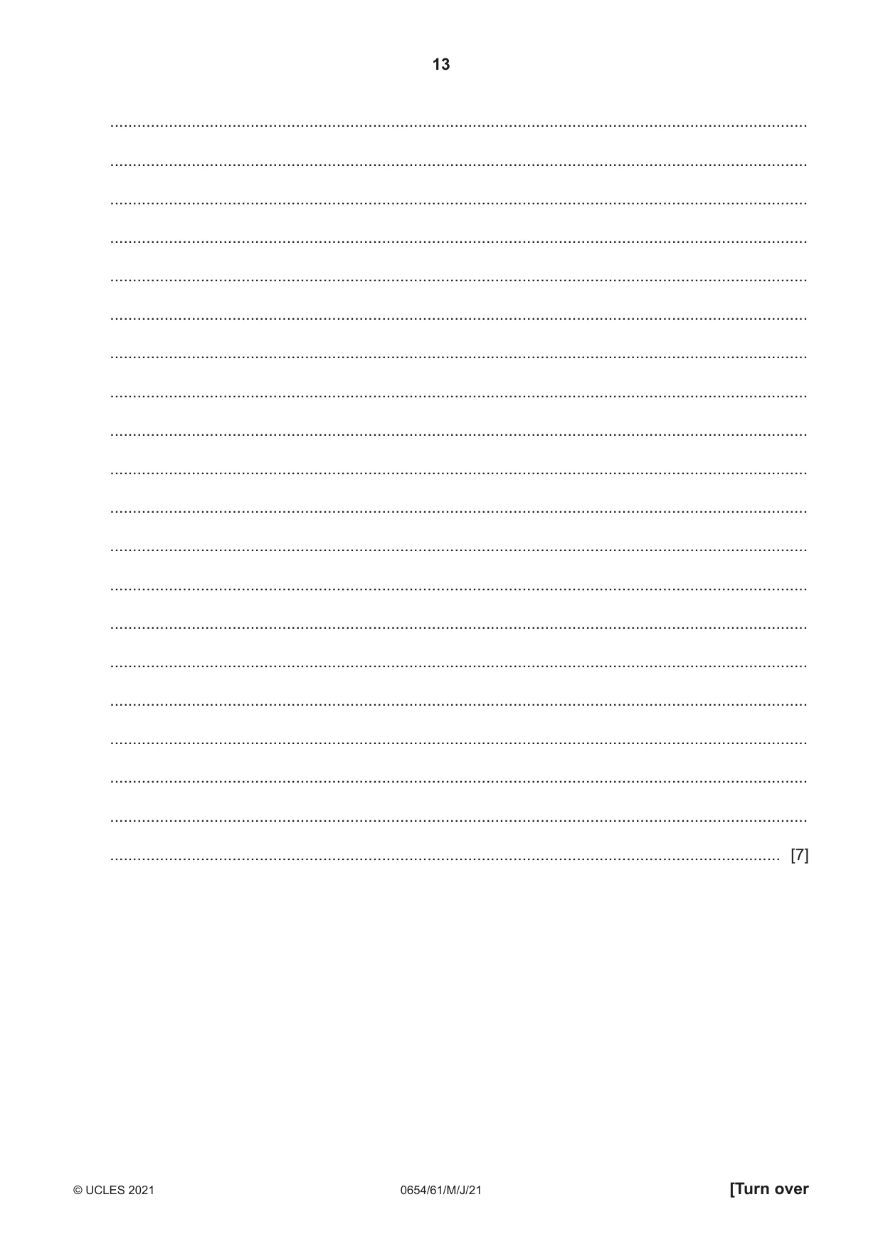 Cambridge IGCSE Sciences - Co-ordinated (Double) 0654 2021 May/June Paper 6 · Variant 1 question paper, page 13 of 20