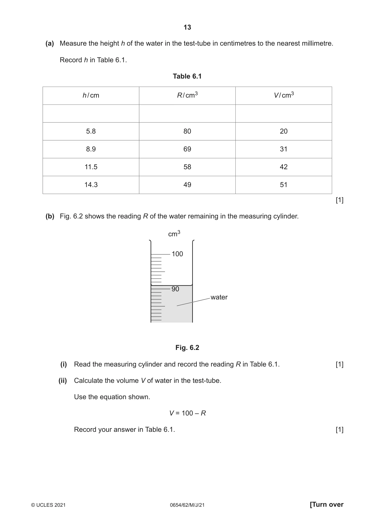 Cambridge IGCSE Sciences - Co-ordinated (Double) 0654 2021 May/June Paper 6 · Variant 2 question paper, page 13 of 20