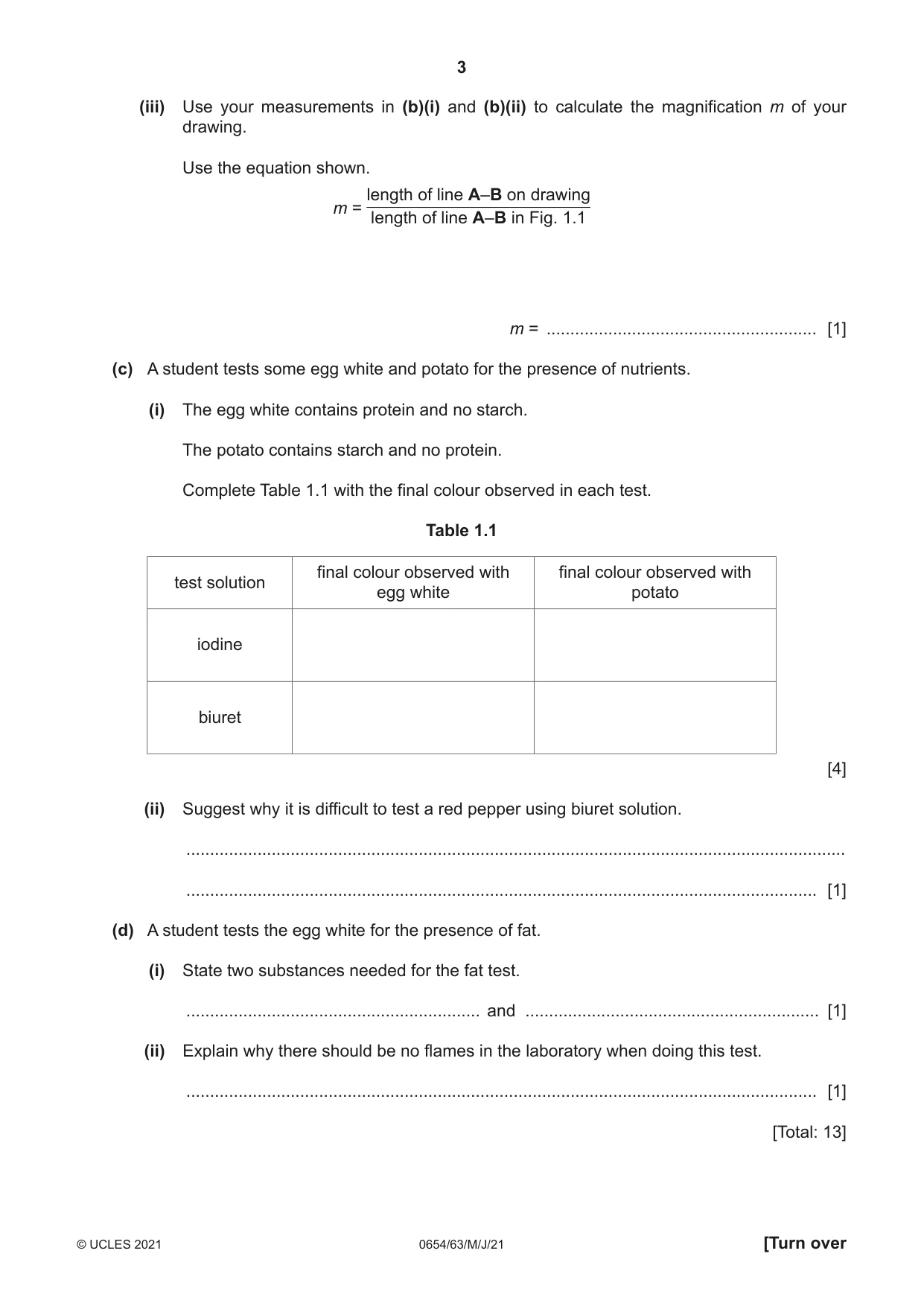 Cambridge IGCSE Sciences - Co-ordinated (Double) 0654 2021 May/June Paper 6 · Variant 3 question paper, page 3 of 16