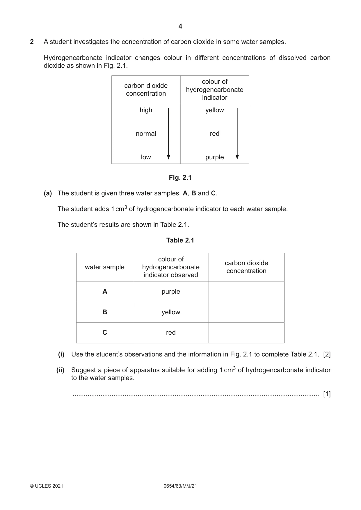 Cambridge IGCSE Sciences - Co-ordinated (Double) 0654 2021 May/June Paper 6 · Variant 3 question paper, page 4 of 16