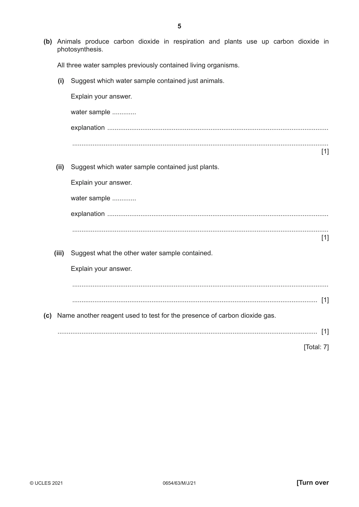 Cambridge IGCSE Sciences - Co-ordinated (Double) 0654 2021 May/June Paper 6 · Variant 3 question paper, page 5 of 16
