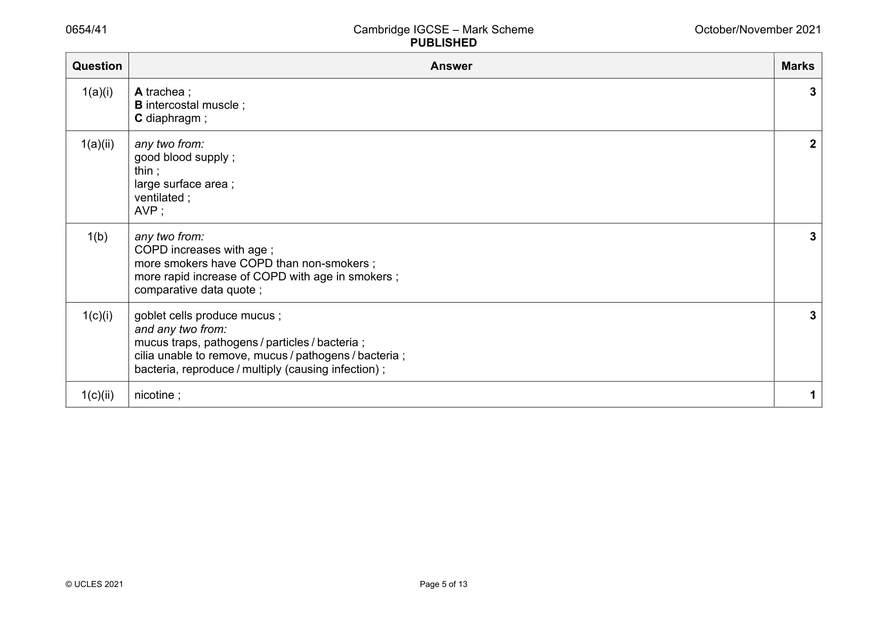 Mark scheme, page 5 of 13
