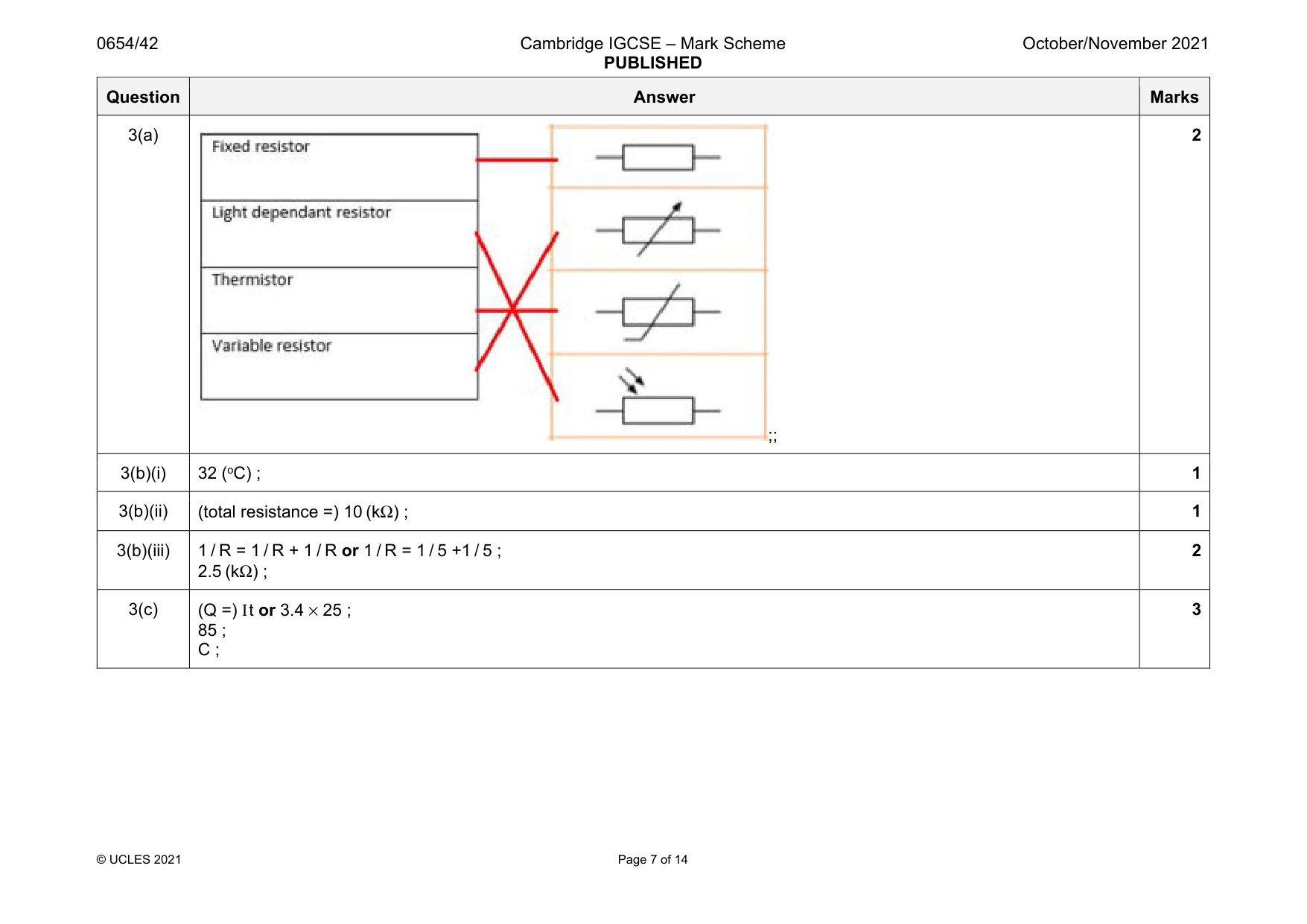 Mark scheme, page 7 of 14