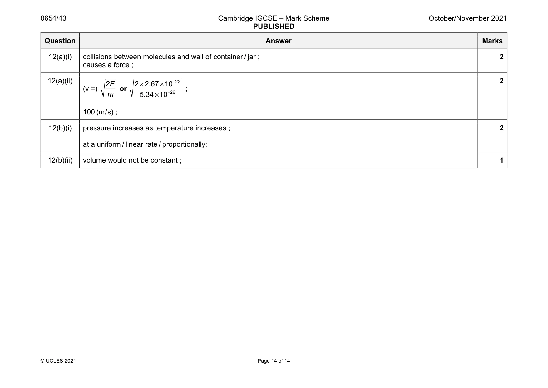 Mark scheme, page 14 of 14