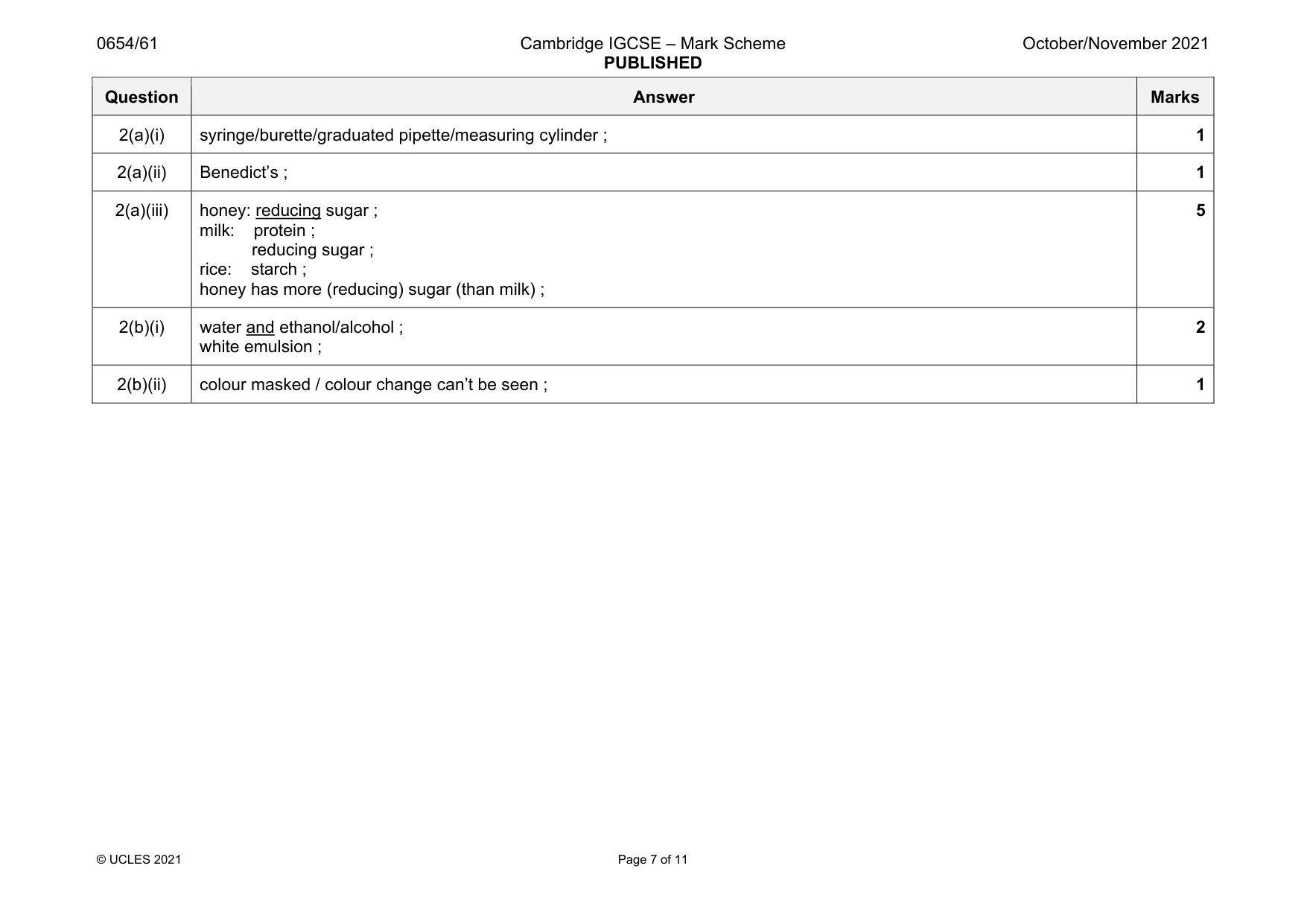 Mark scheme, page 7 of 11