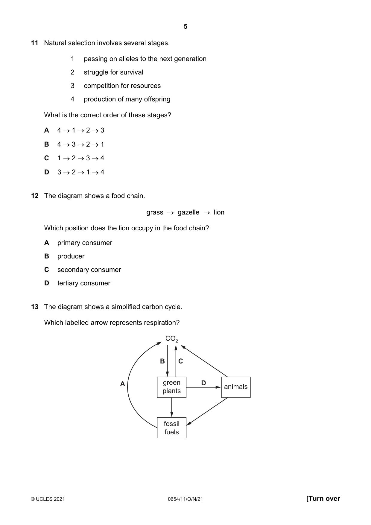 Cambridge IGCSE Sciences - Co-ordinated (Double) 0654 2021 Oct/Nov Paper 1 · Variant 1 question paper, page 5 of 16