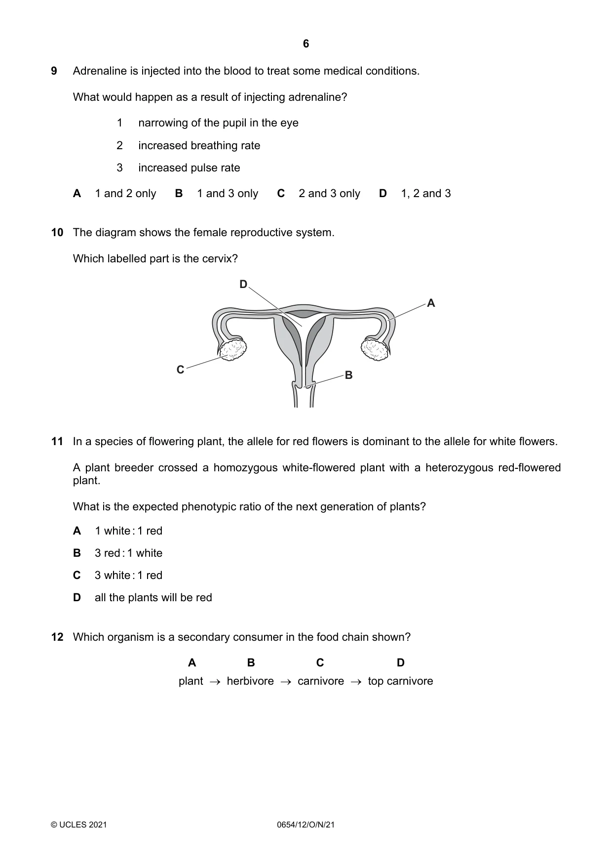 Cambridge IGCSE Sciences - Co-ordinated (Double) 0654 2021 Oct/Nov Paper 1 · Variant 2 question paper, page 6 of 20