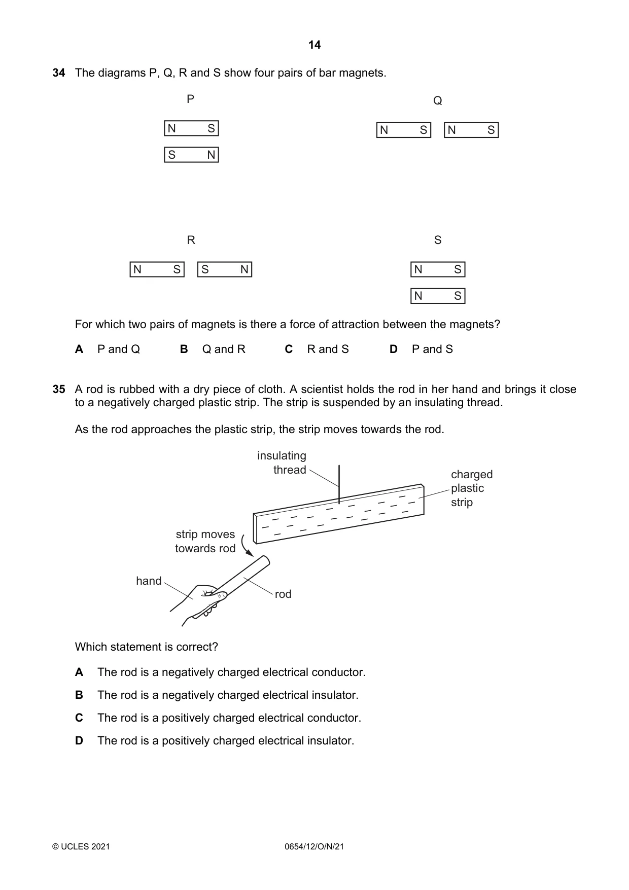 Cambridge IGCSE Sciences - Co-ordinated (Double) 0654 2021 Oct/Nov Paper 1 · Variant 2 question paper, page 14 of 20