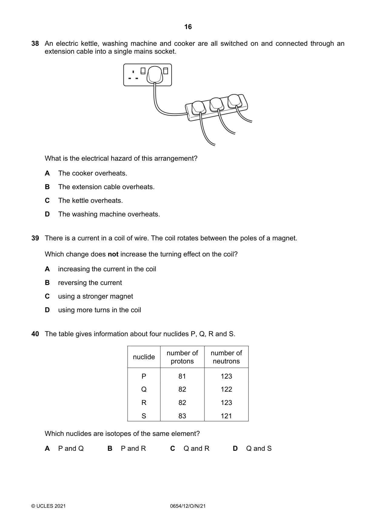 Cambridge IGCSE Sciences - Co-ordinated (Double) 0654 2021 Oct/Nov Paper 1 · Variant 2 question paper, page 16 of 20
