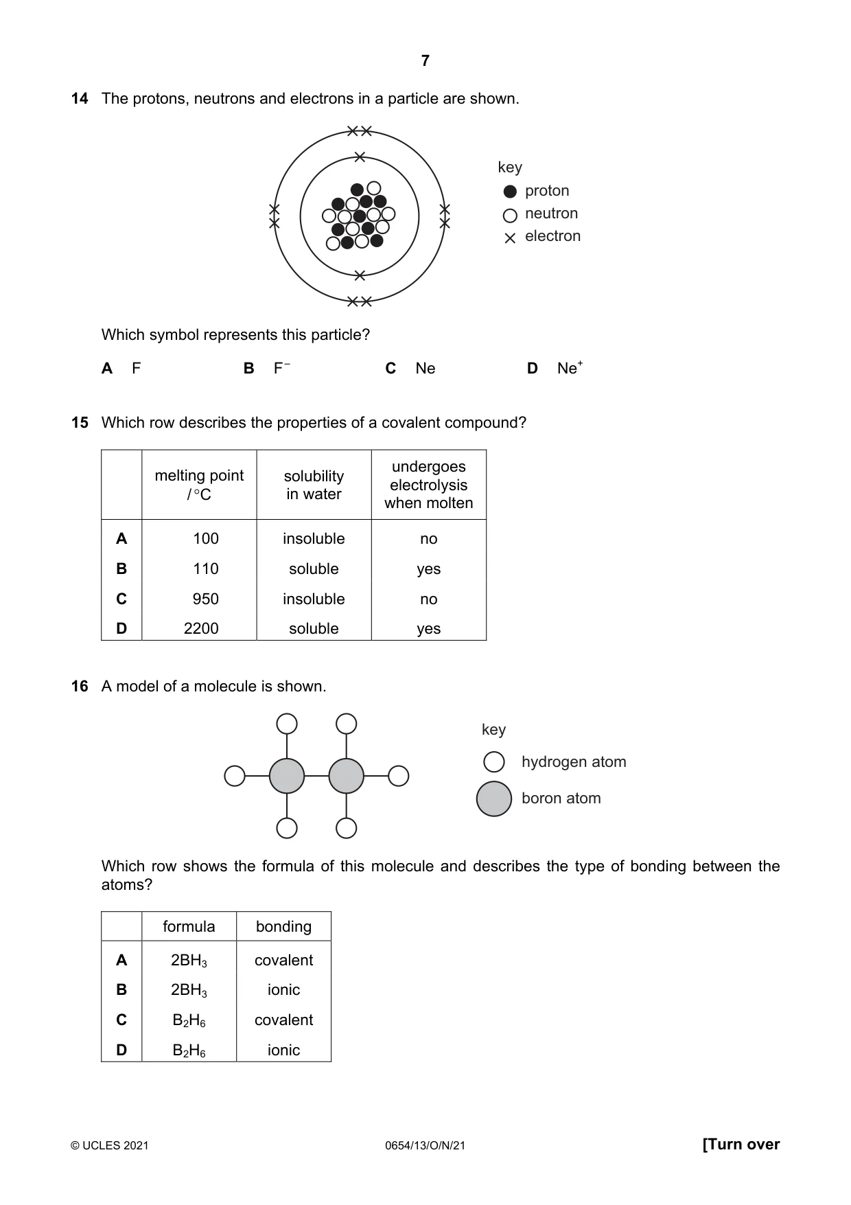 Cambridge IGCSE Sciences - Co-ordinated (Double) 0654 2021 Oct/Nov Paper 1 · Variant 3 question paper, page 7 of 16