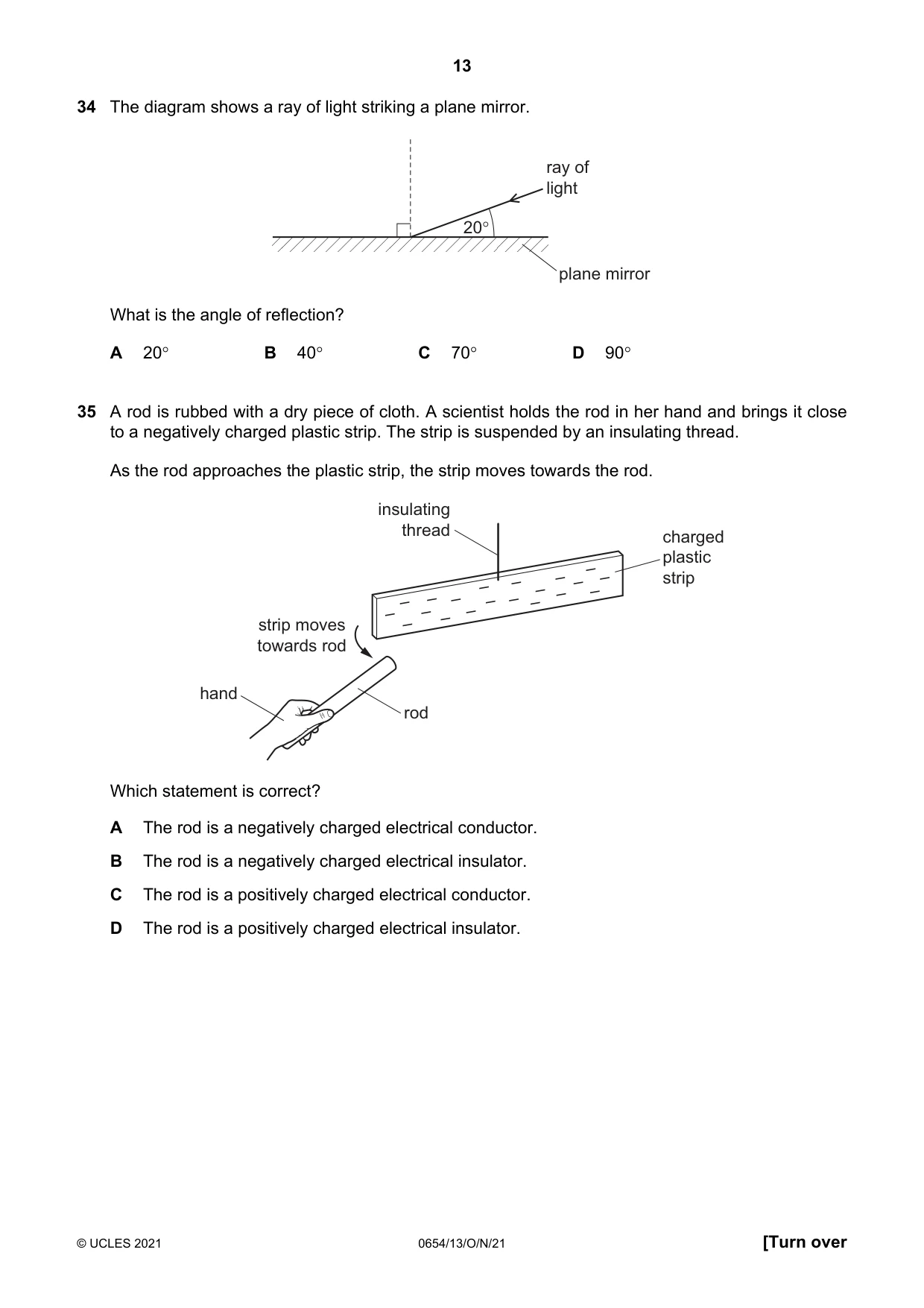 Cambridge IGCSE Sciences - Co-ordinated (Double) 0654 2021 Oct/Nov Paper 1 · Variant 3 question paper, page 13 of 16