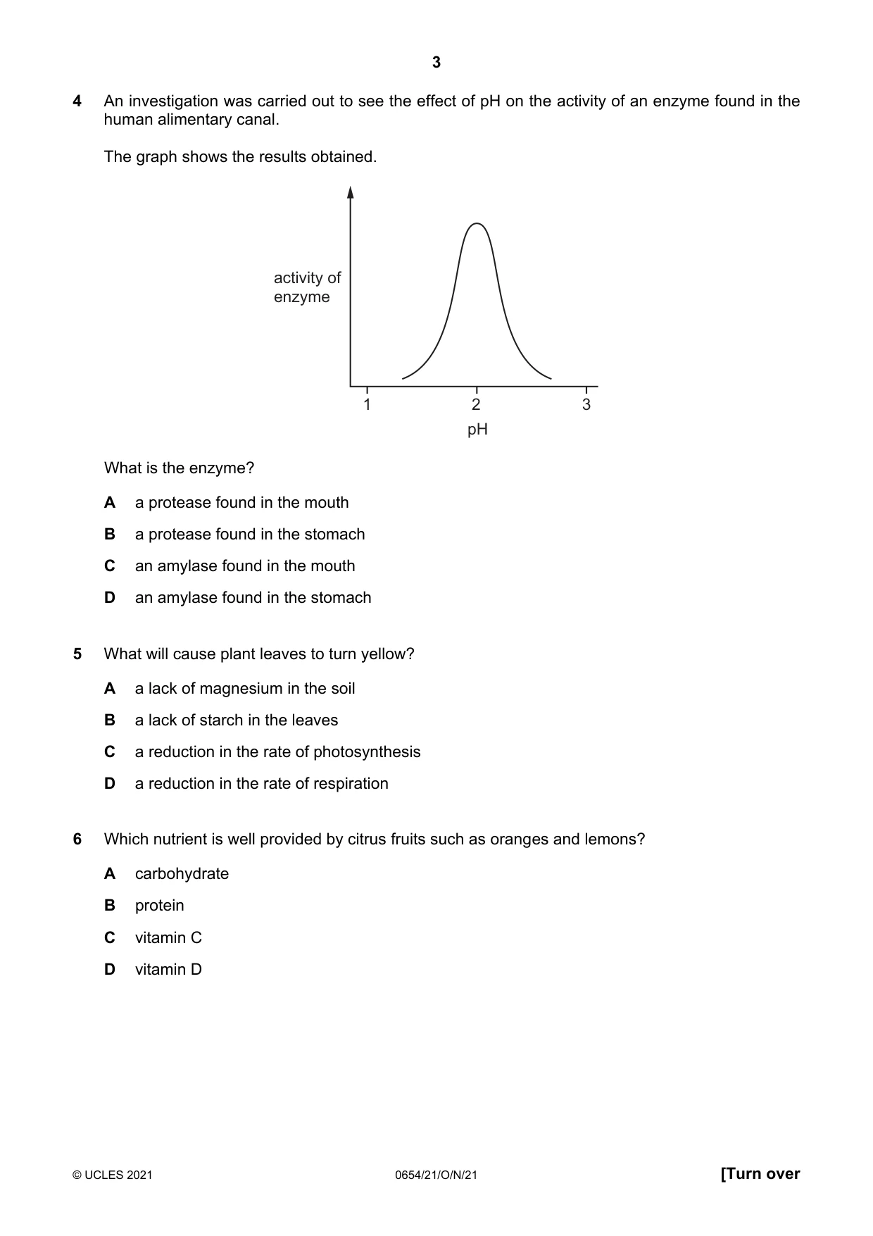 Cambridge IGCSE Sciences - Co-ordinated (Double) 0654 2021 Oct/Nov Paper 2 · Variant 1 question paper, page 3 of 16