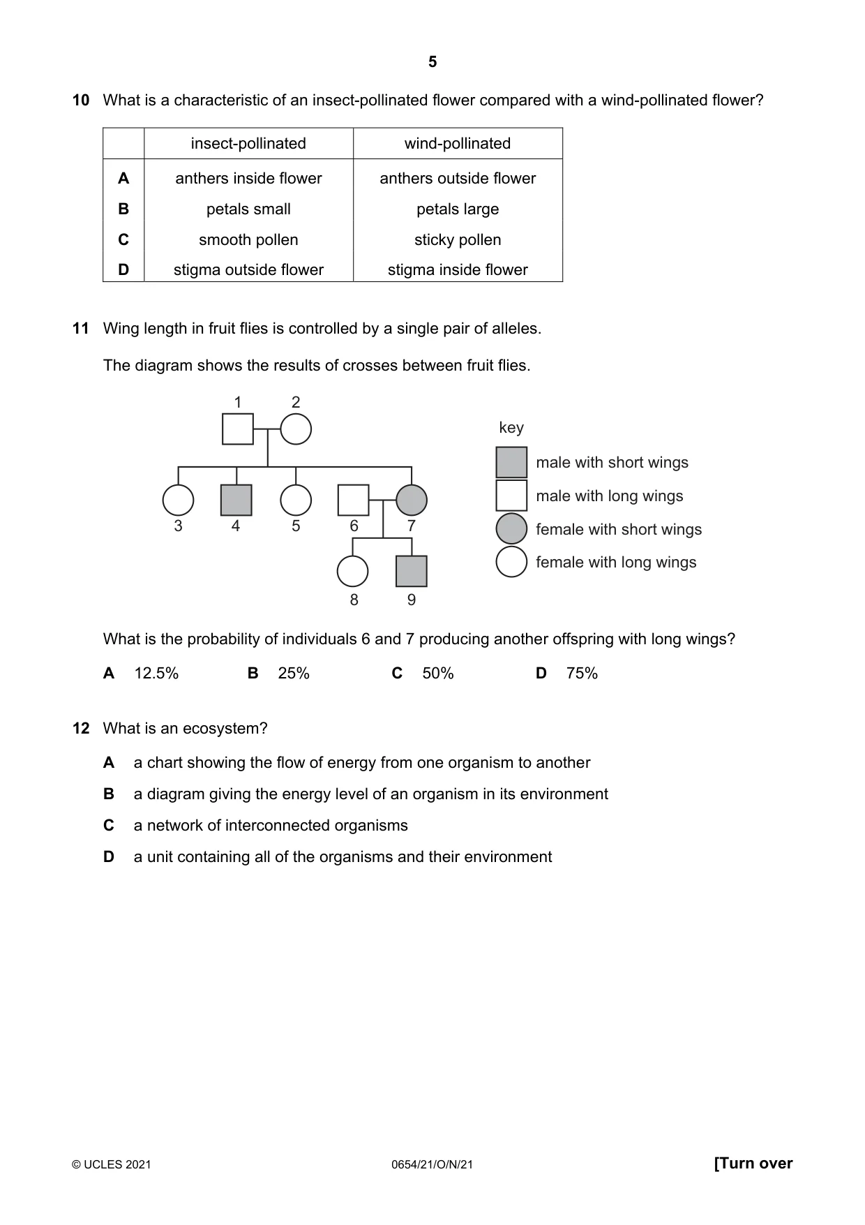 Cambridge IGCSE Sciences - Co-ordinated (Double) 0654 2021 Oct/Nov Paper 2 · Variant 1 question paper, page 5 of 16