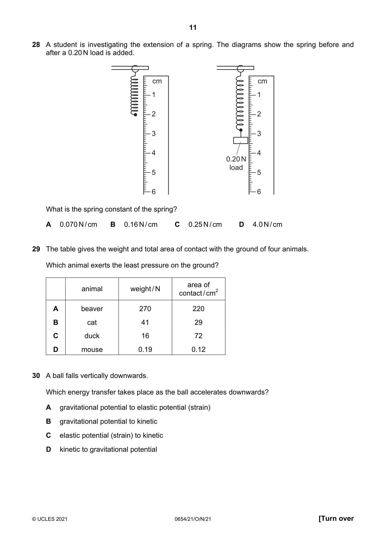 Cambridge IGCSE Sciences - Co-ordinated (Double) 0654 2021 Oct/Nov Paper 2 · Variant 1 question paper, page 11 of 16