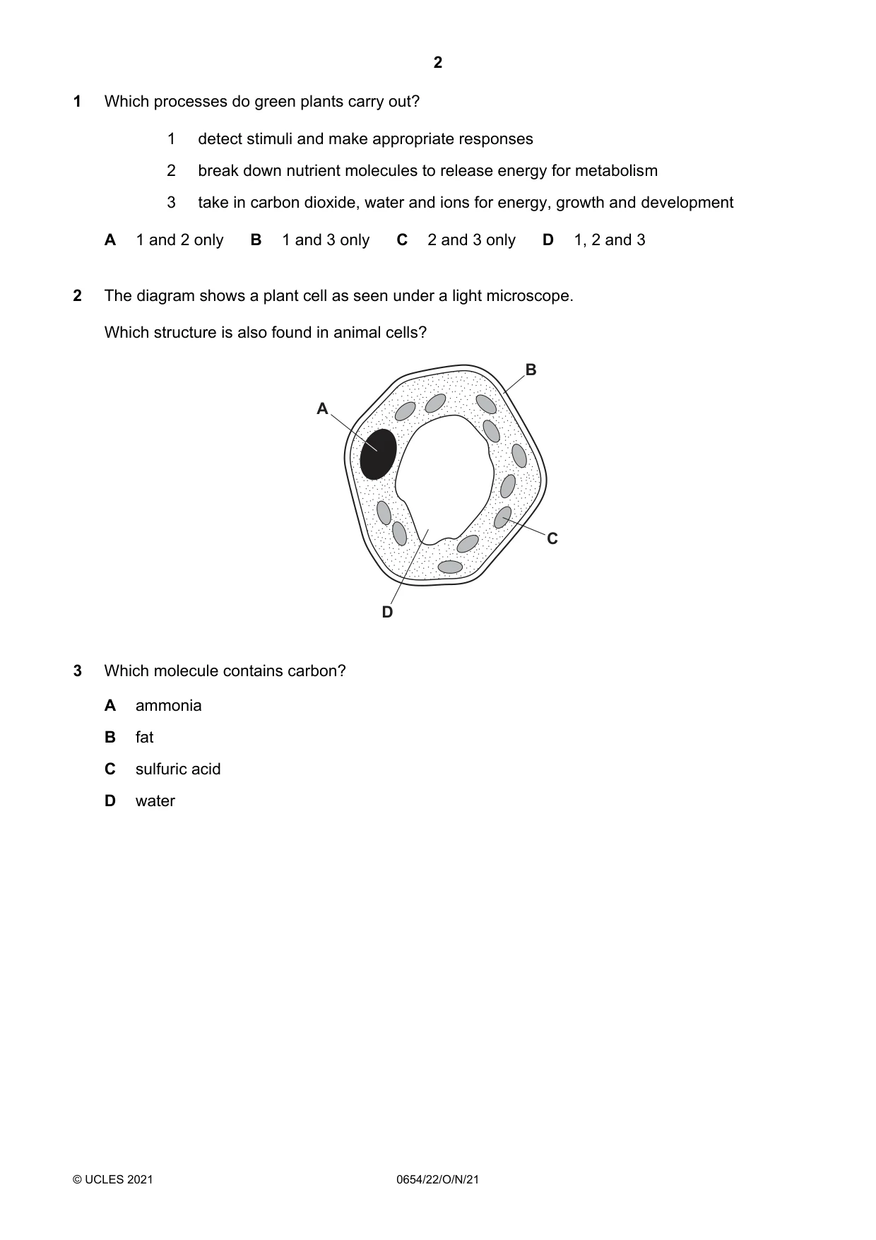Cambridge IGCSE Sciences - Co-ordinated (Double) 0654 2021 Oct/Nov Paper 2 · Variant 2 question paper, page 2 of 16