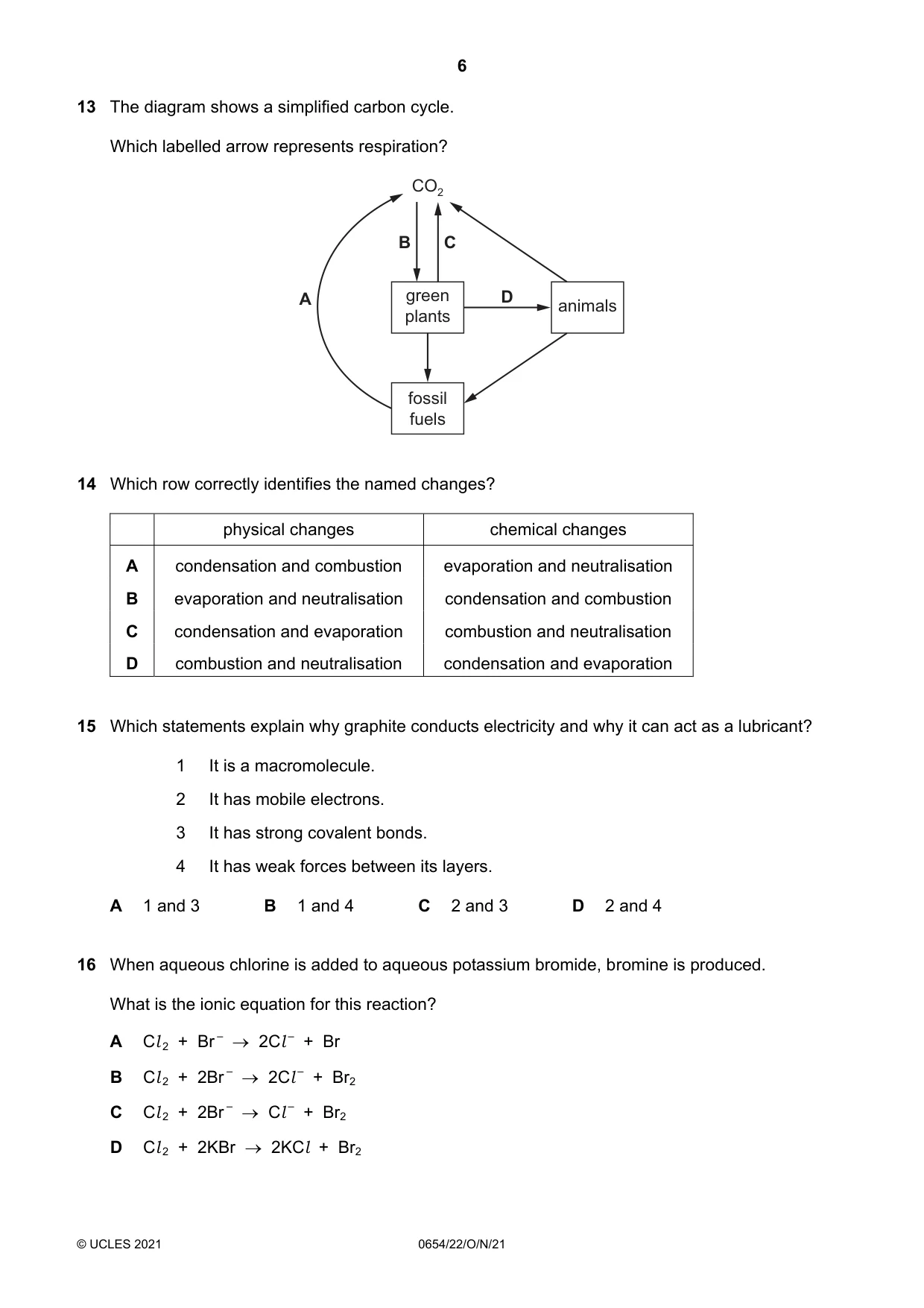 Cambridge IGCSE Sciences - Co-ordinated (Double) 0654 2021 Oct/Nov Paper 2 · Variant 2 question paper, page 6 of 16