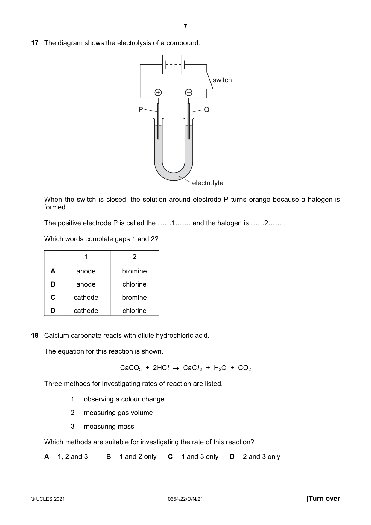 Cambridge IGCSE Sciences - Co-ordinated (Double) 0654 2021 Oct/Nov Paper 2 · Variant 2 question paper, page 7 of 16