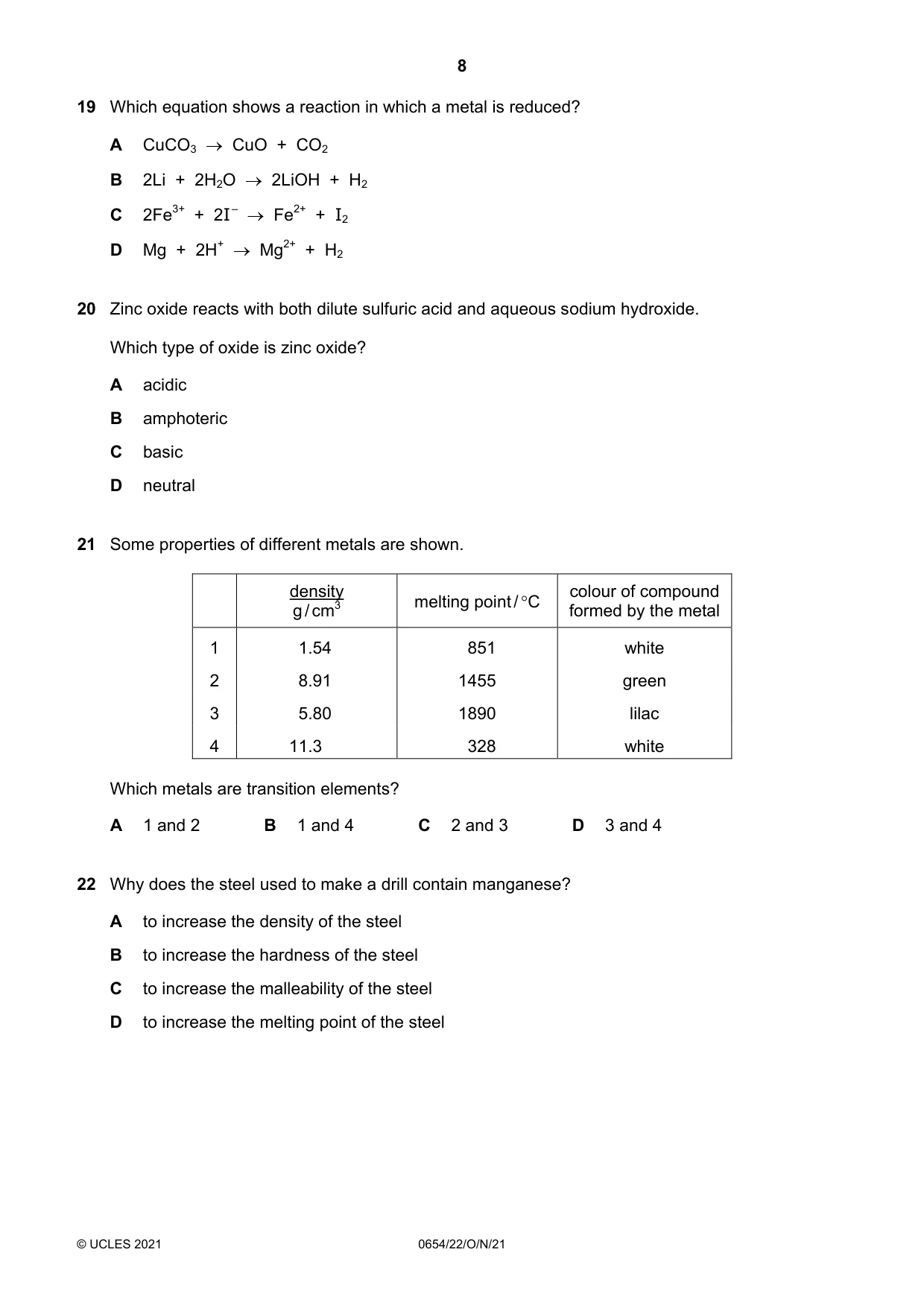 Cambridge IGCSE Sciences - Co-ordinated (Double) 0654 2021 Oct/Nov Paper 2 · Variant 2 question paper, page 8 of 16