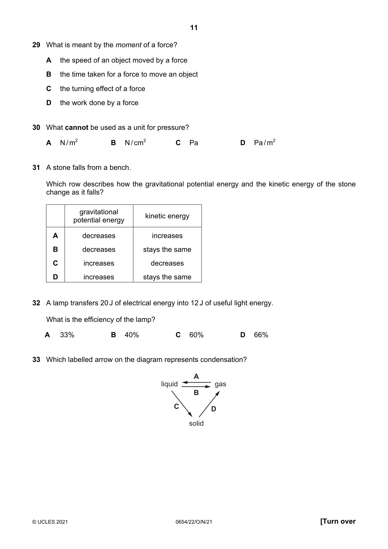 Cambridge IGCSE Sciences - Co-ordinated (Double) 0654 2021 Oct/Nov Paper 2 · Variant 2 question paper, page 11 of 16